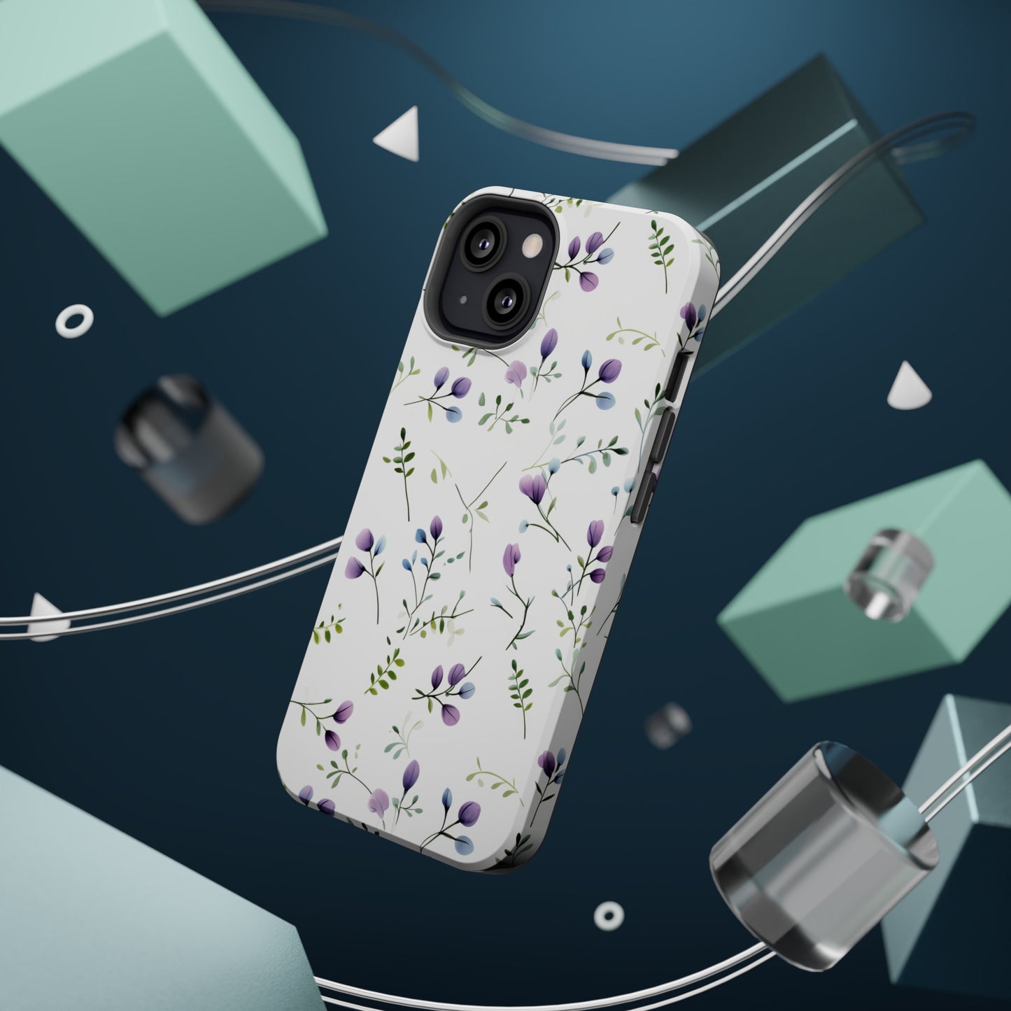 Dainty Purple Wildflowers MagSafe Tough iPhone Case