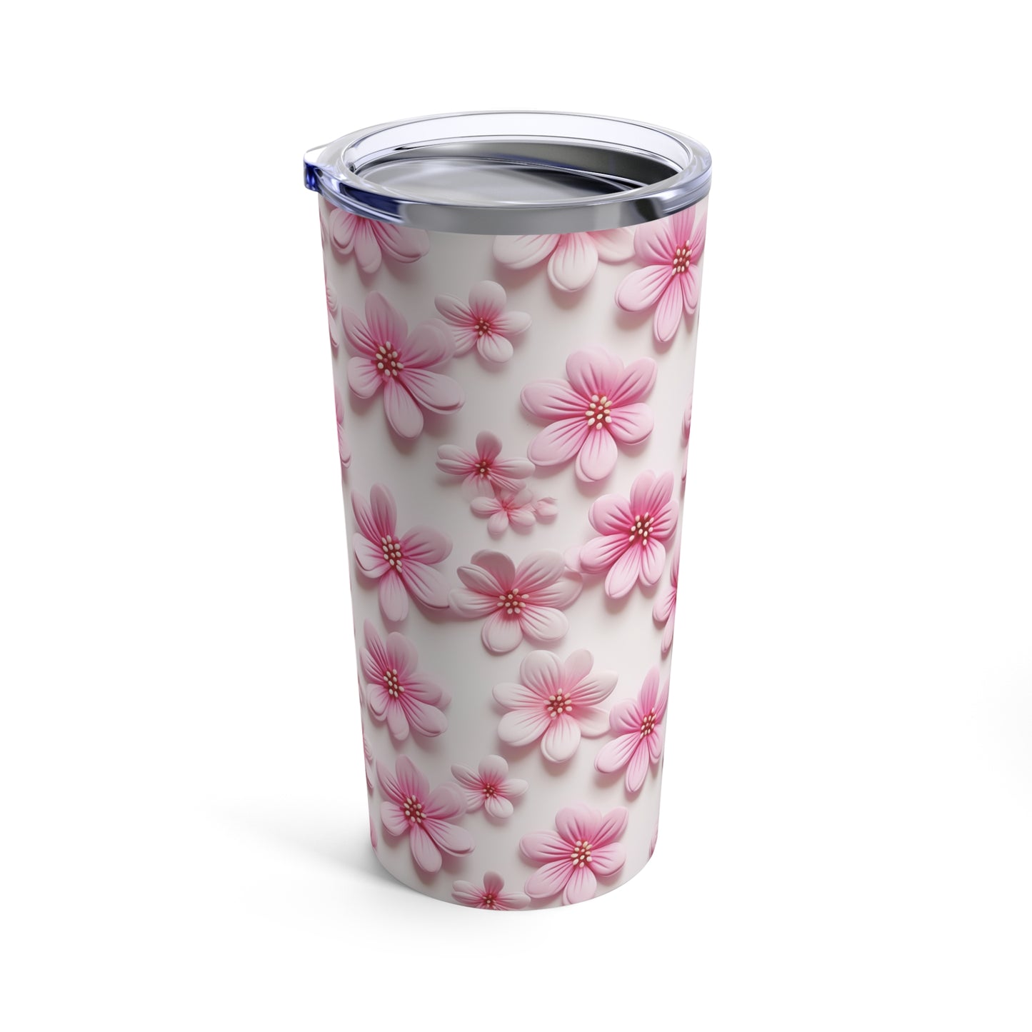 Sculpted Pink Flowers Tumbler 20oz