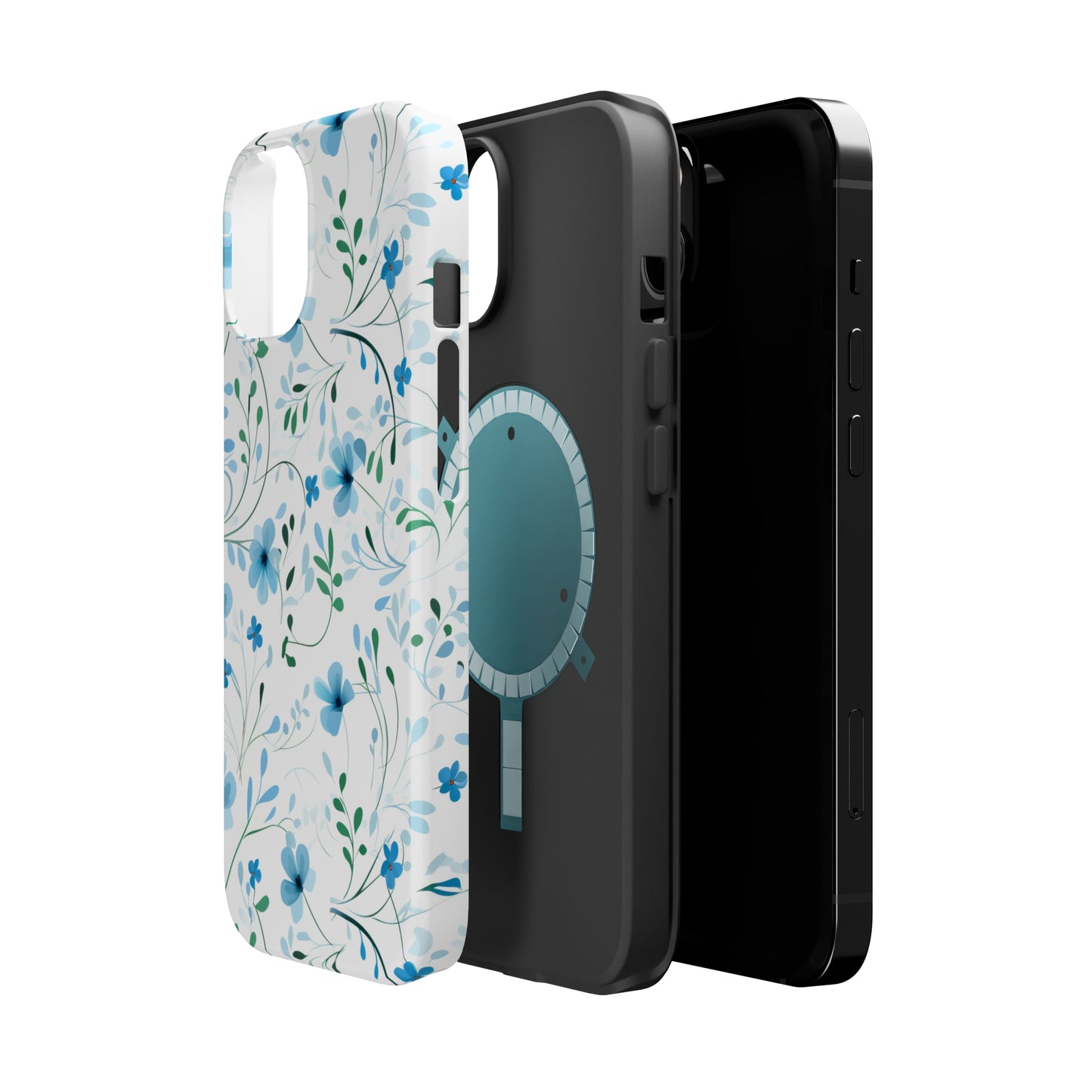 Dainty Sky Blue Wildflowers MagSafe Tough iPhone Case