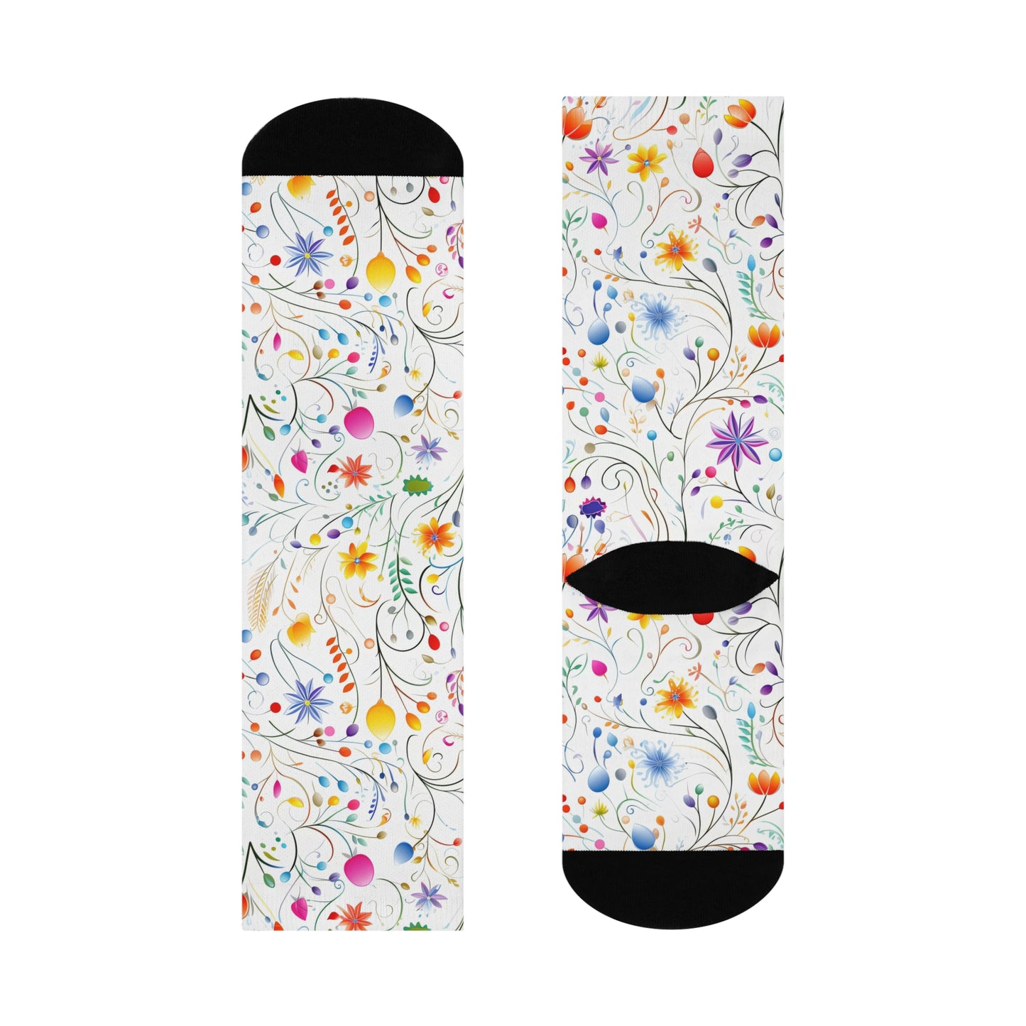 Fanciful Flower Fiesta Cushioned Crew Socks