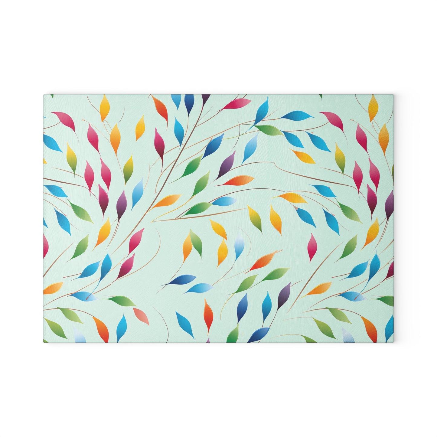 Rainbow Leaves Glass Cutting Board