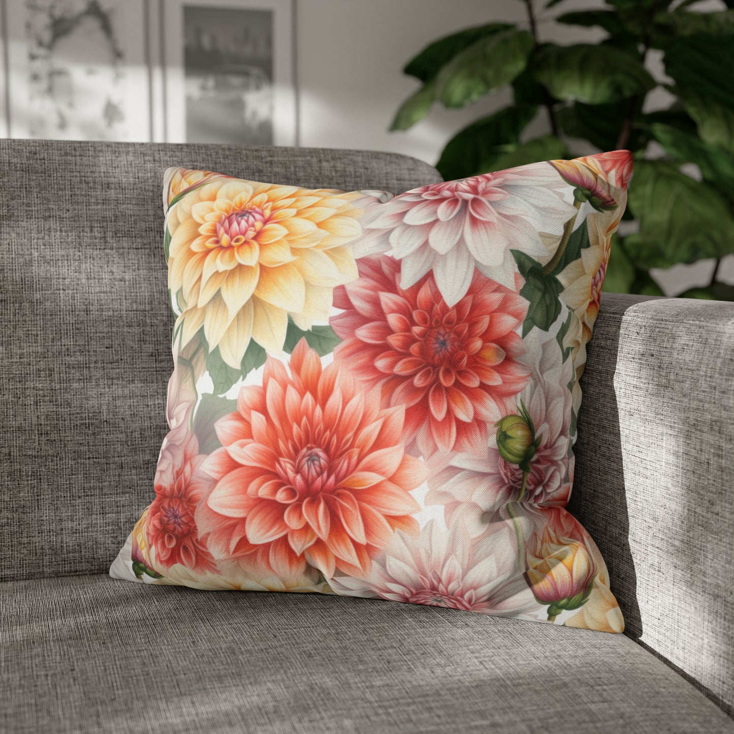 Dahlias Square Pillow Case