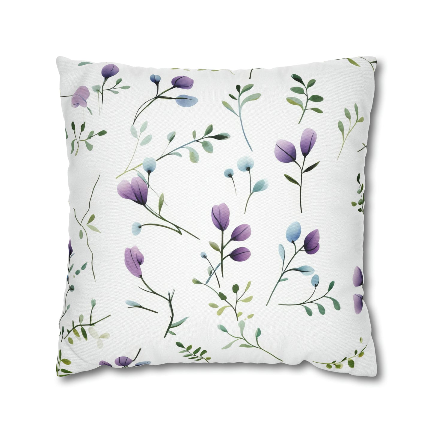 Dainty Purple Wildflowers Square Pillow Case