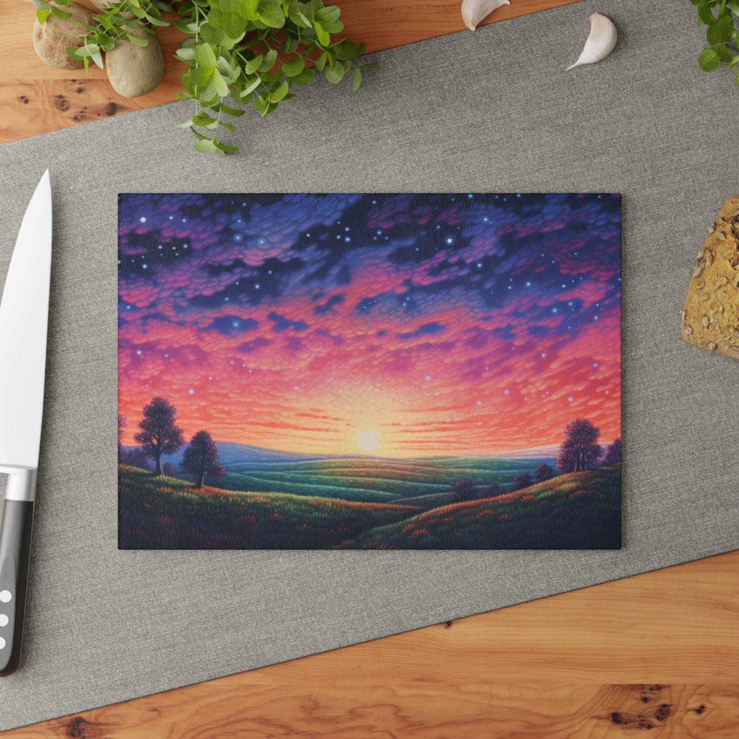 Prismatic Landscape Sunset Glass Cutting Board