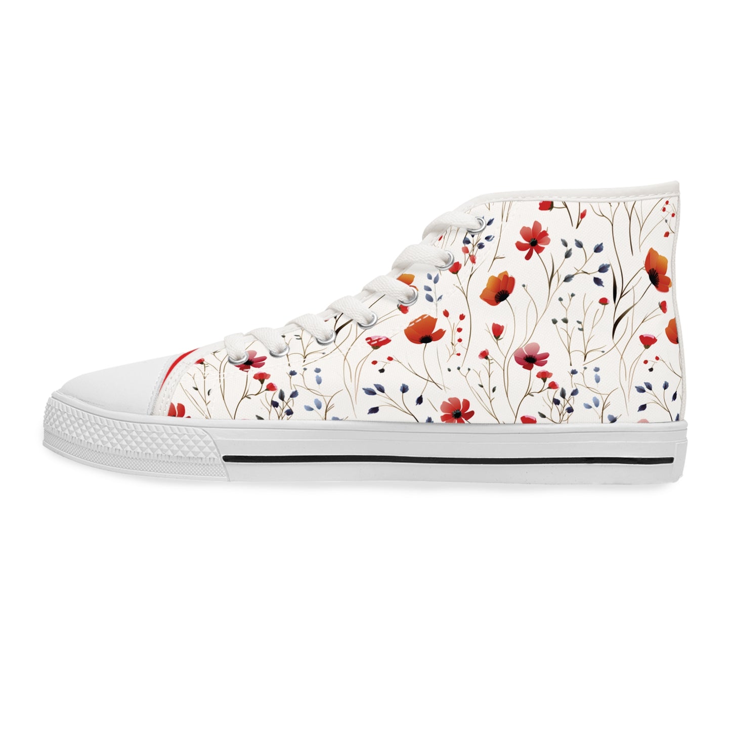 Coral Wildflowers Women's High Top Sneakers