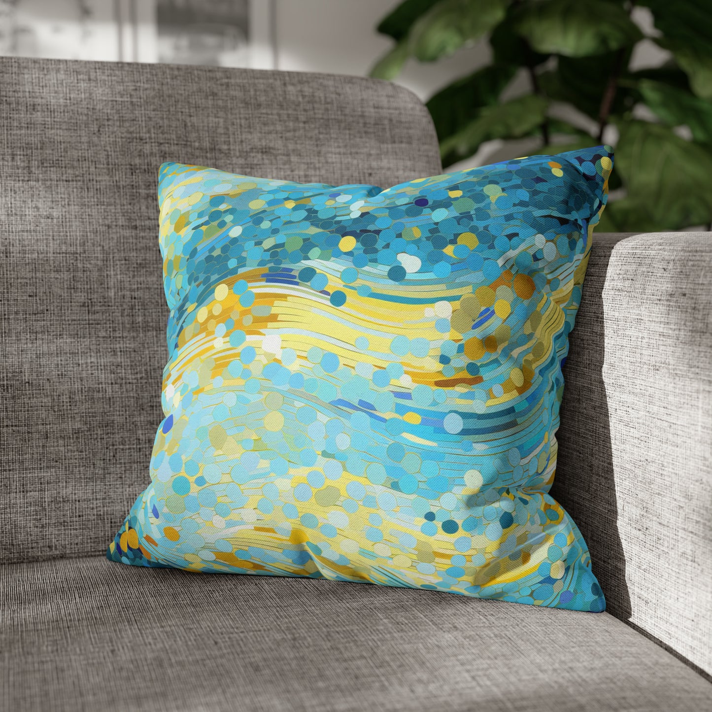 River of Gold Mosaic Square Pillow Case
