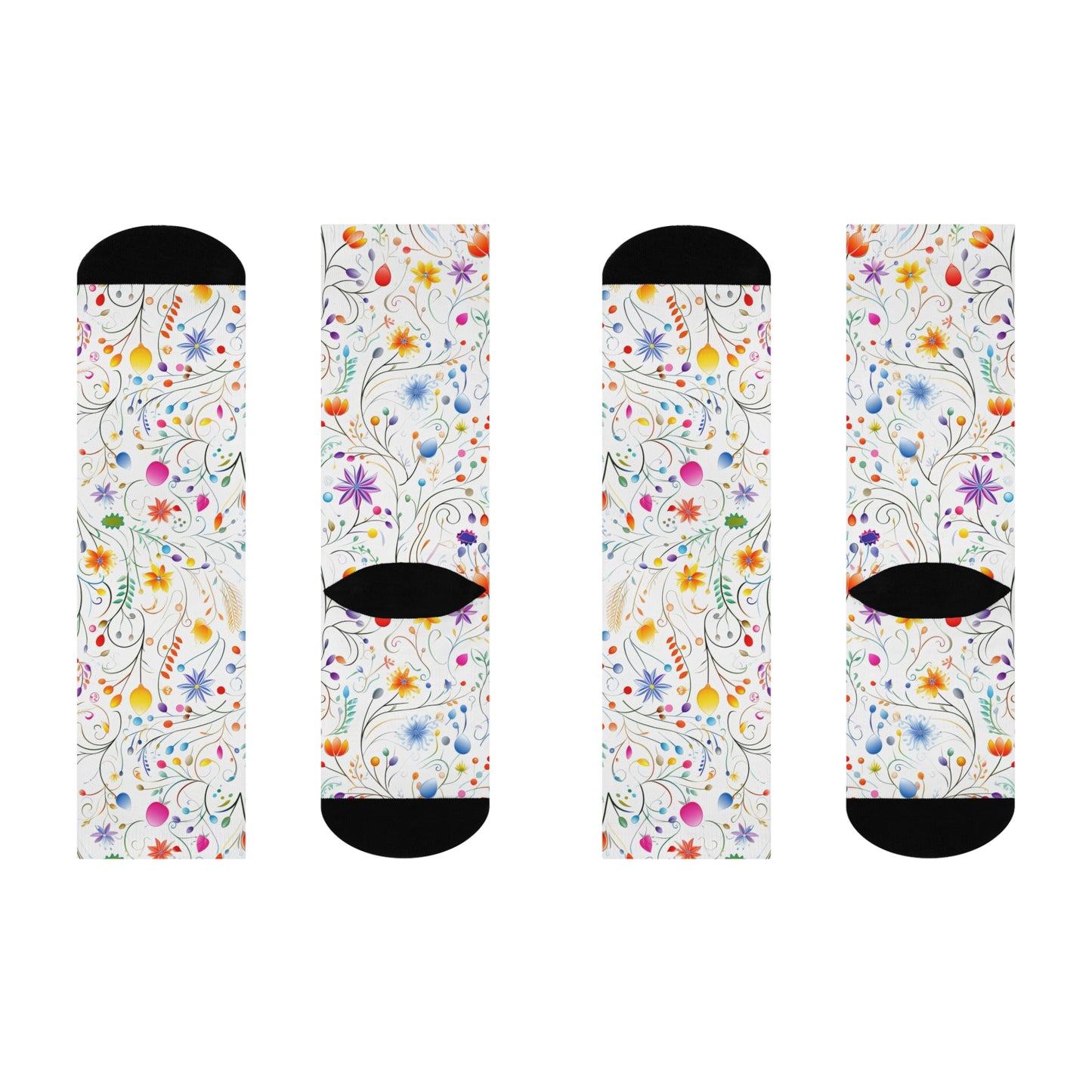 Fanciful Flower Fiesta Cushioned Crew Socks
