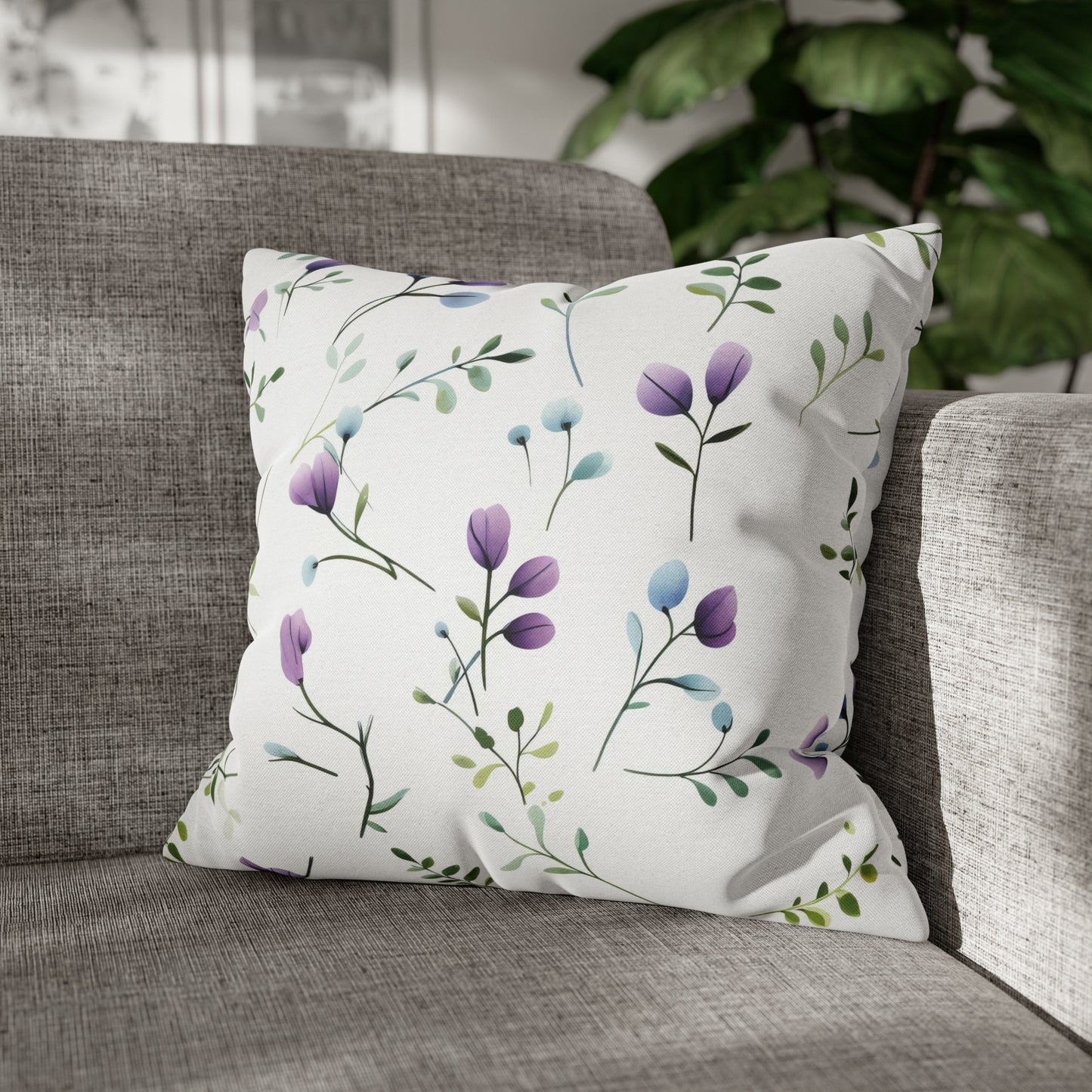 Dainty Purple Wildflowers Square Pillow Case