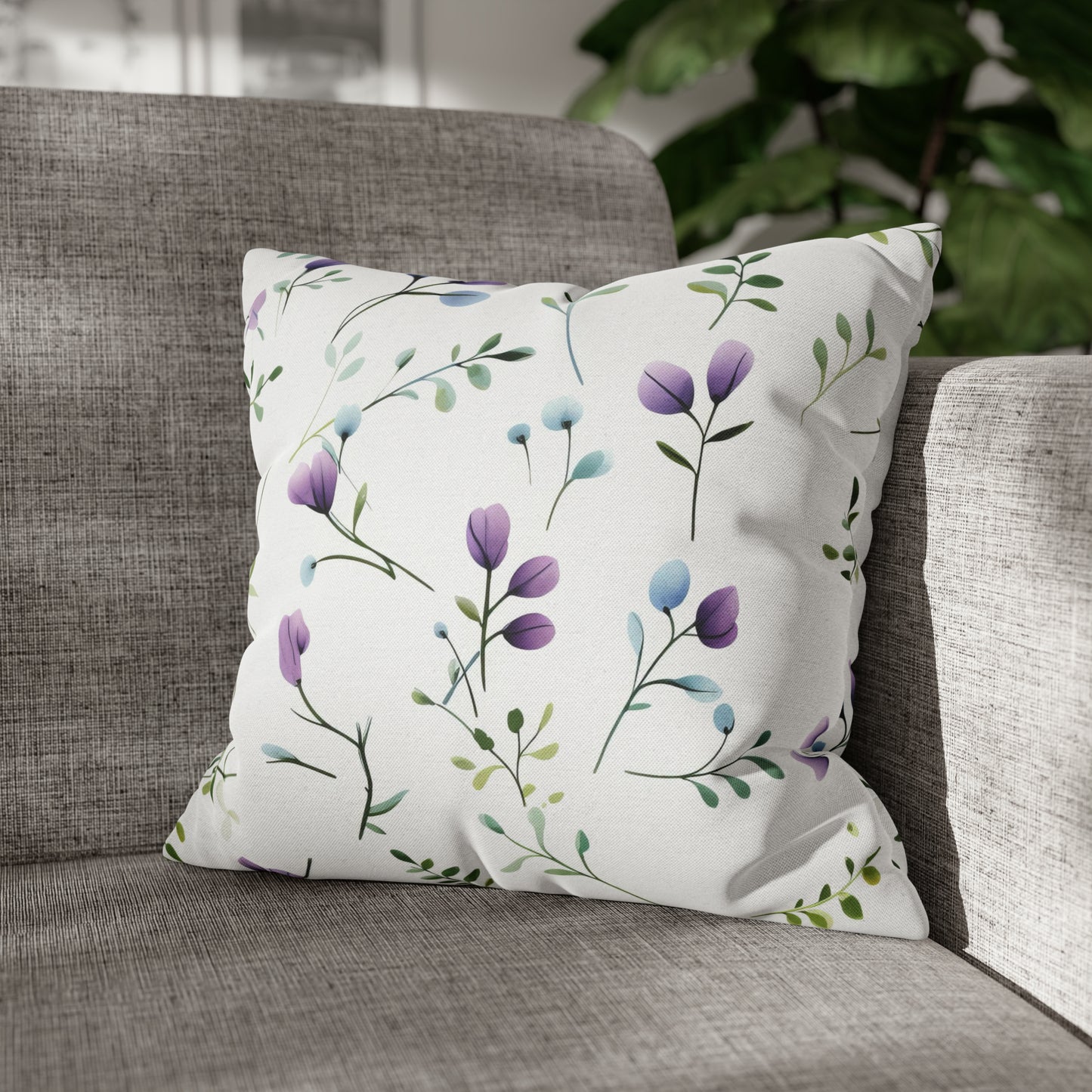 Dainty Purple Wildflowers Square Pillow Case