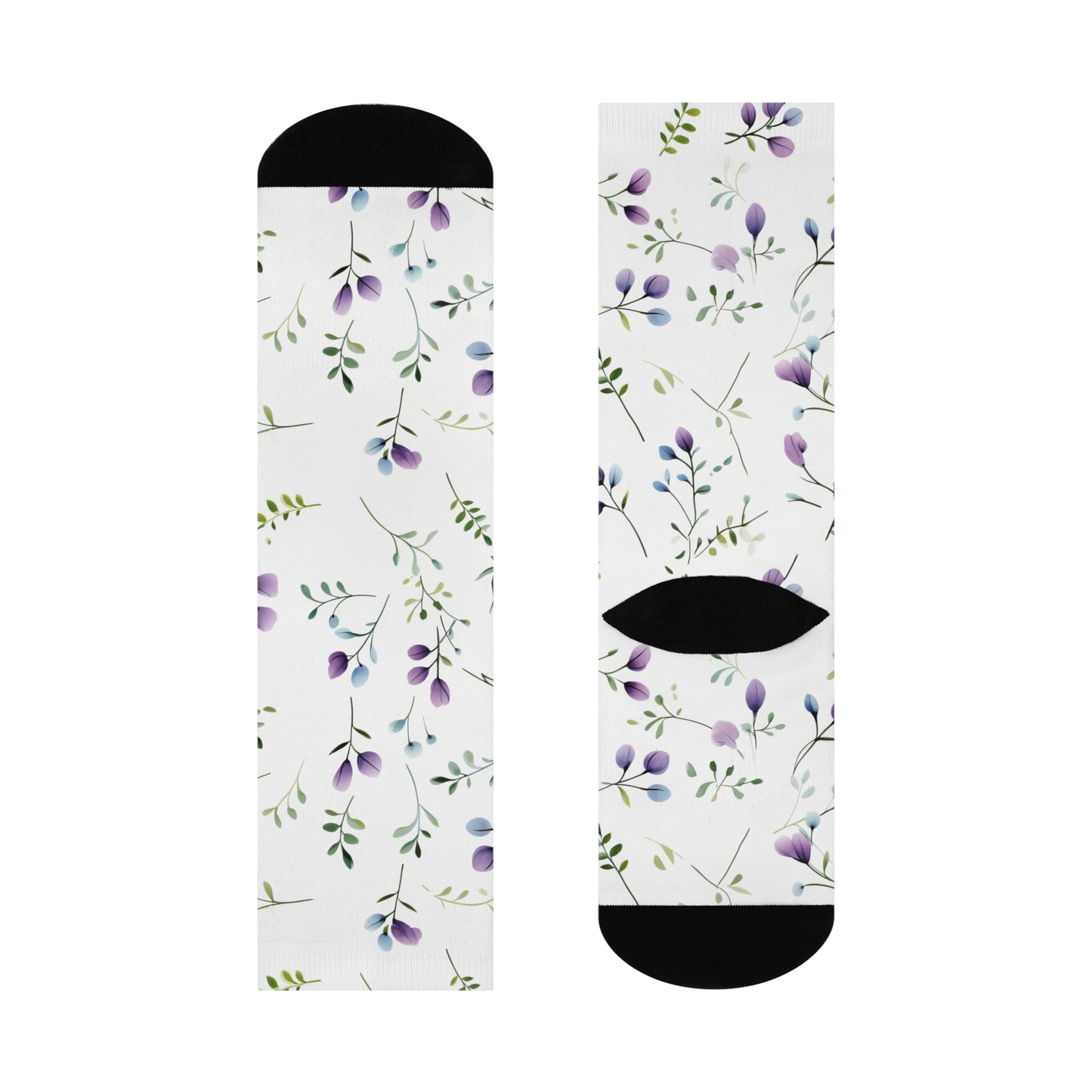 Lilac Wildflowers Cushioned Crew Socks