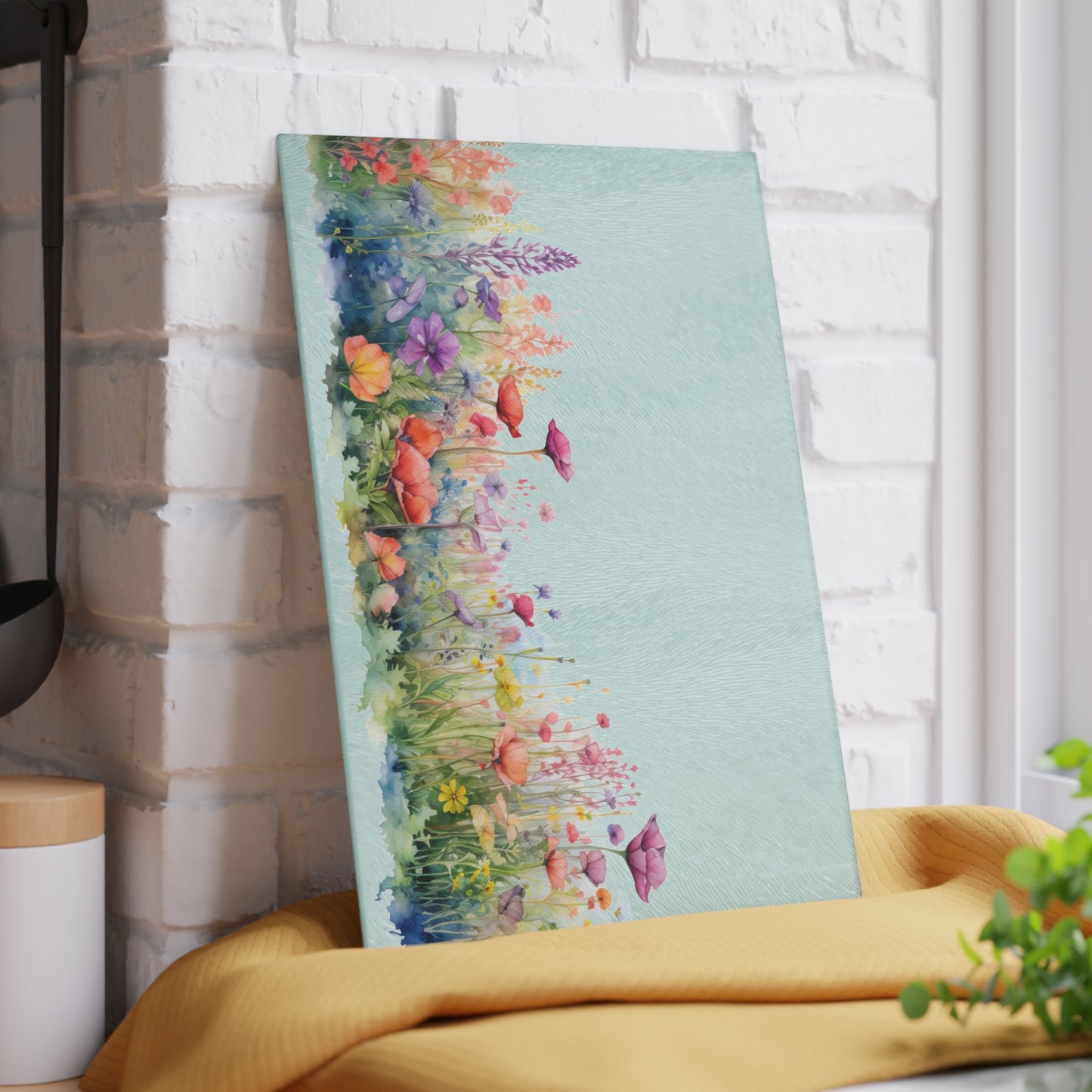 Meadow Wildflowers Glass Cutting Board