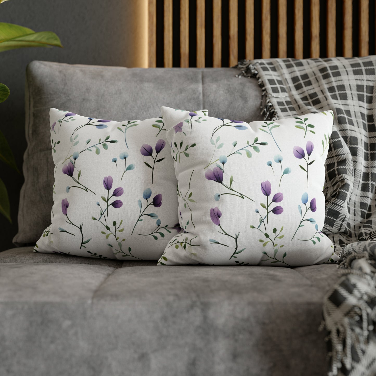 Dainty Purple Wildflowers Square Pillow Case