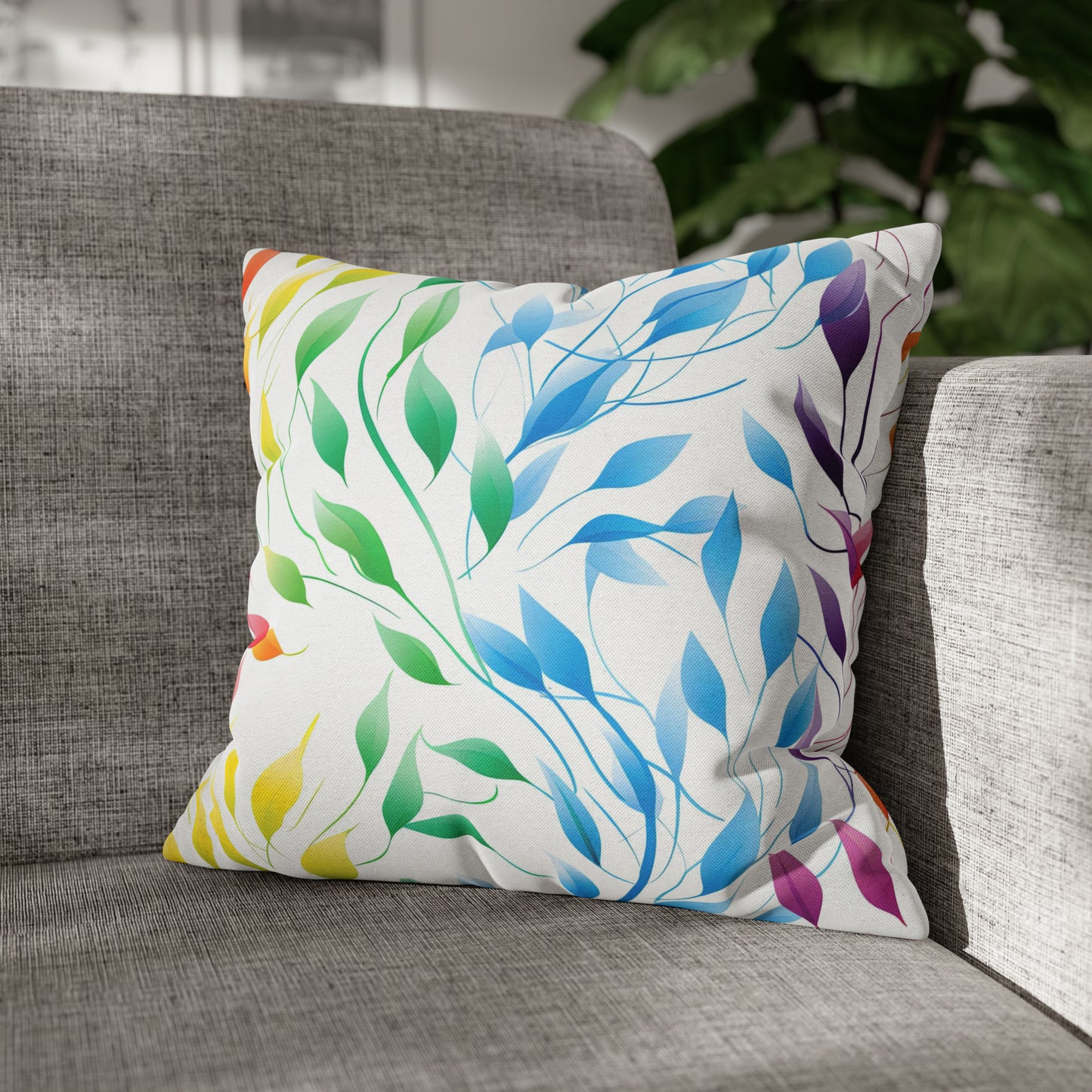 Rainbow Vines Square Pillow Case