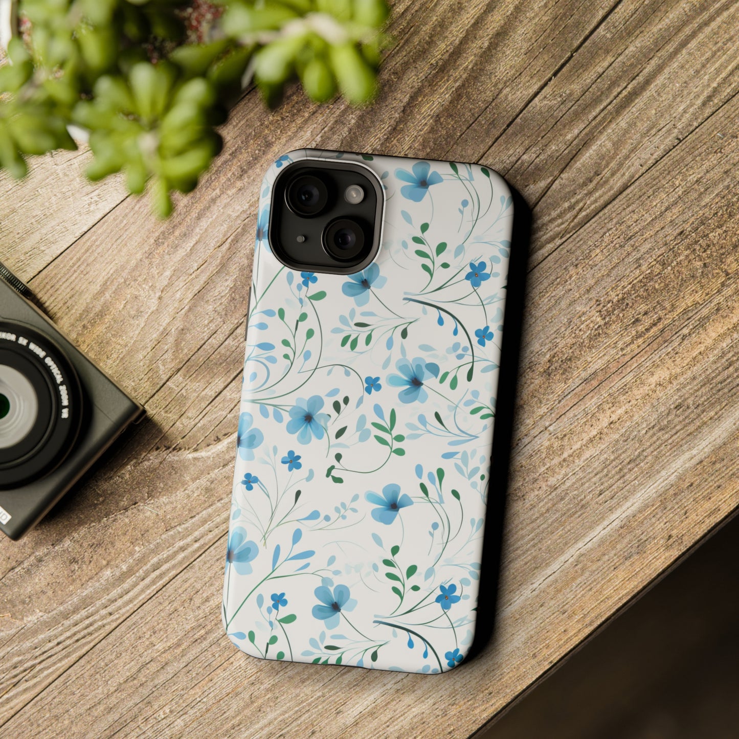 Dainty Sky Blue Wildflowers MagSafe Tough iPhone Case