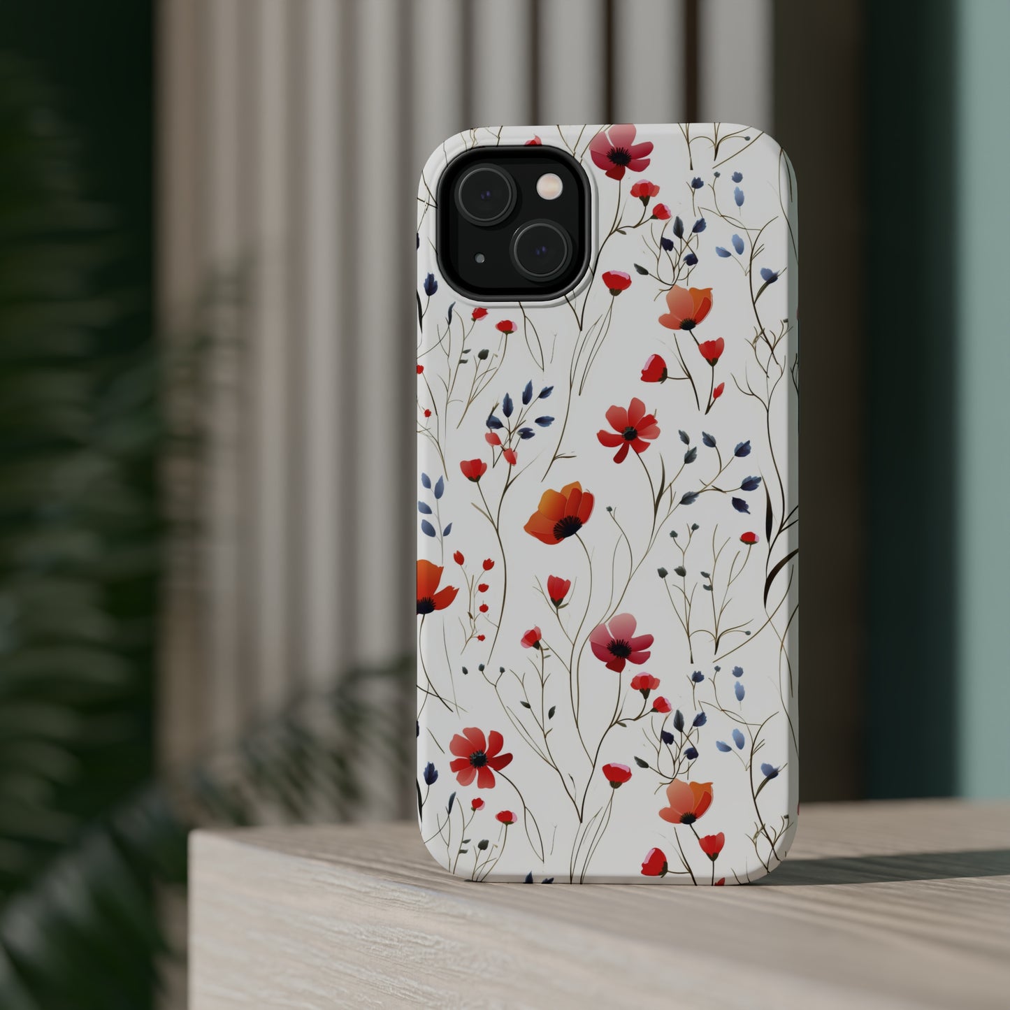 Dainty Coral Wildflowers MagSafe Tough iPhone Case