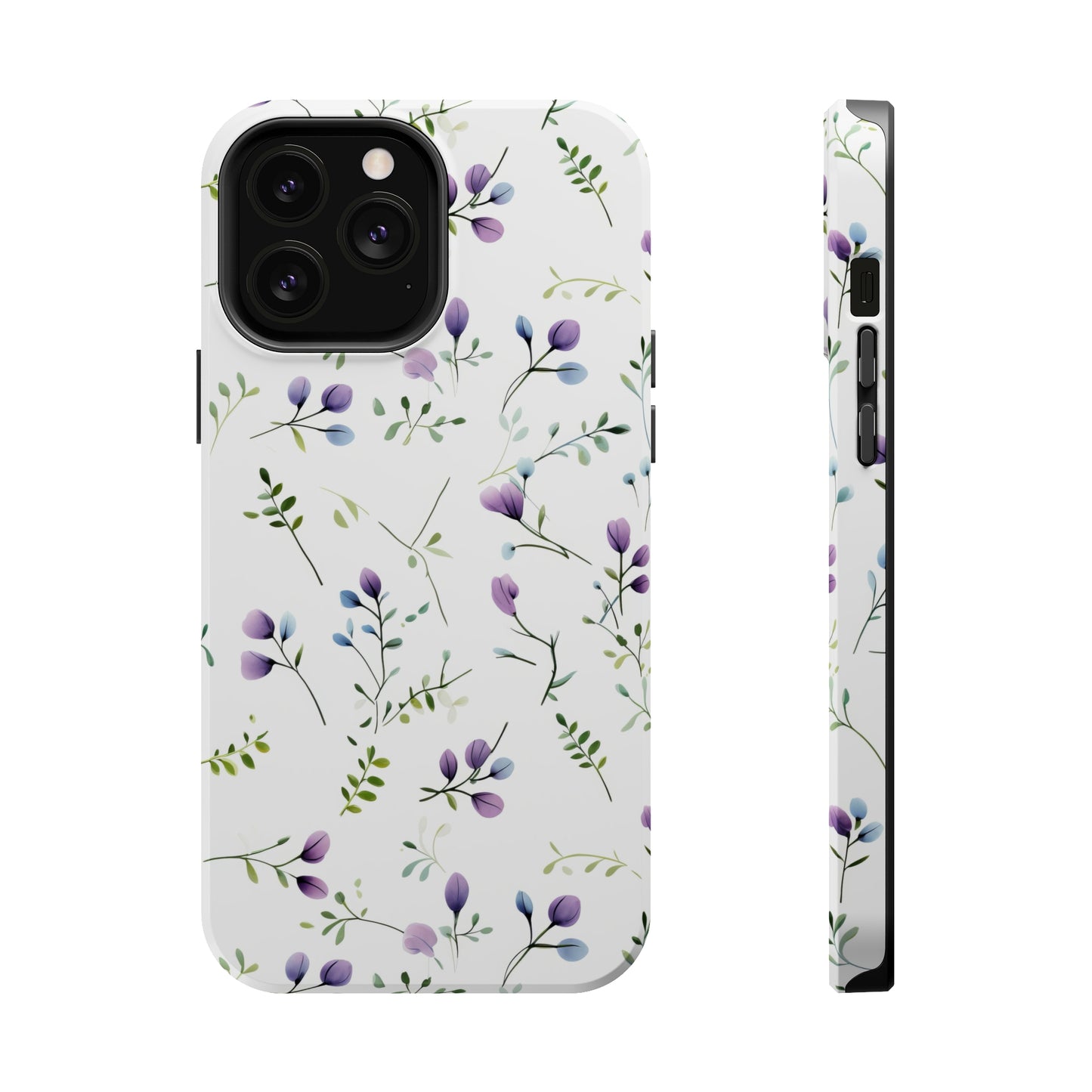 Dainty Purple Wildflowers MagSafe Tough iPhone Case