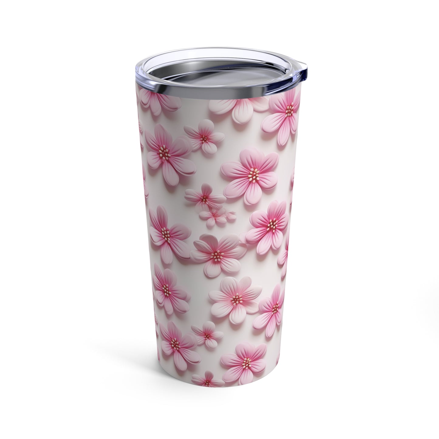 Sculpted Pink Flowers Tumbler 20oz