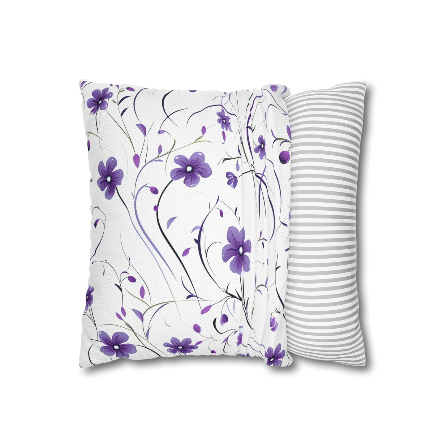Purple Whimsy Wildflowers Square Pillow Case