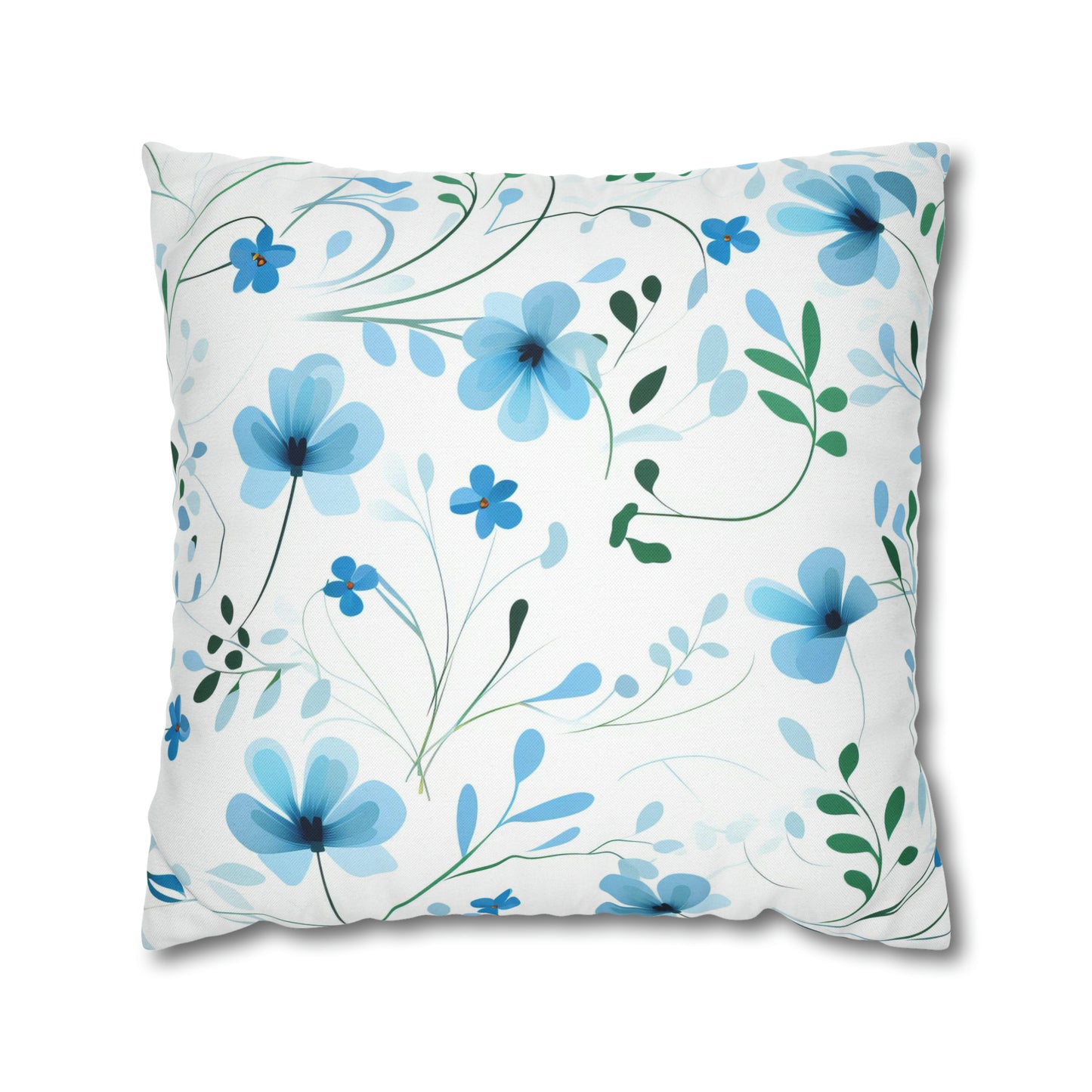 Dainty Sky Blue Wildflowers Square Pillow Case