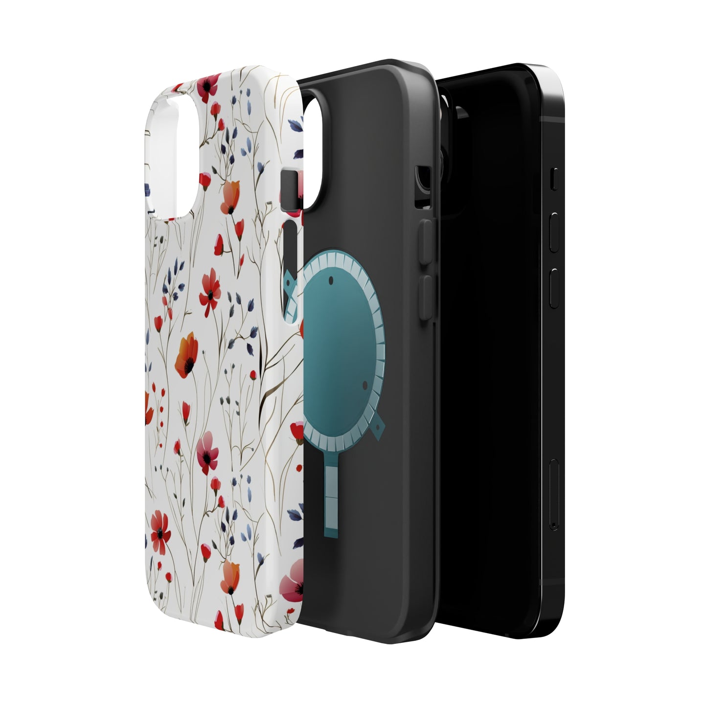 Dainty Coral Wildflowers MagSafe Tough iPhone Case