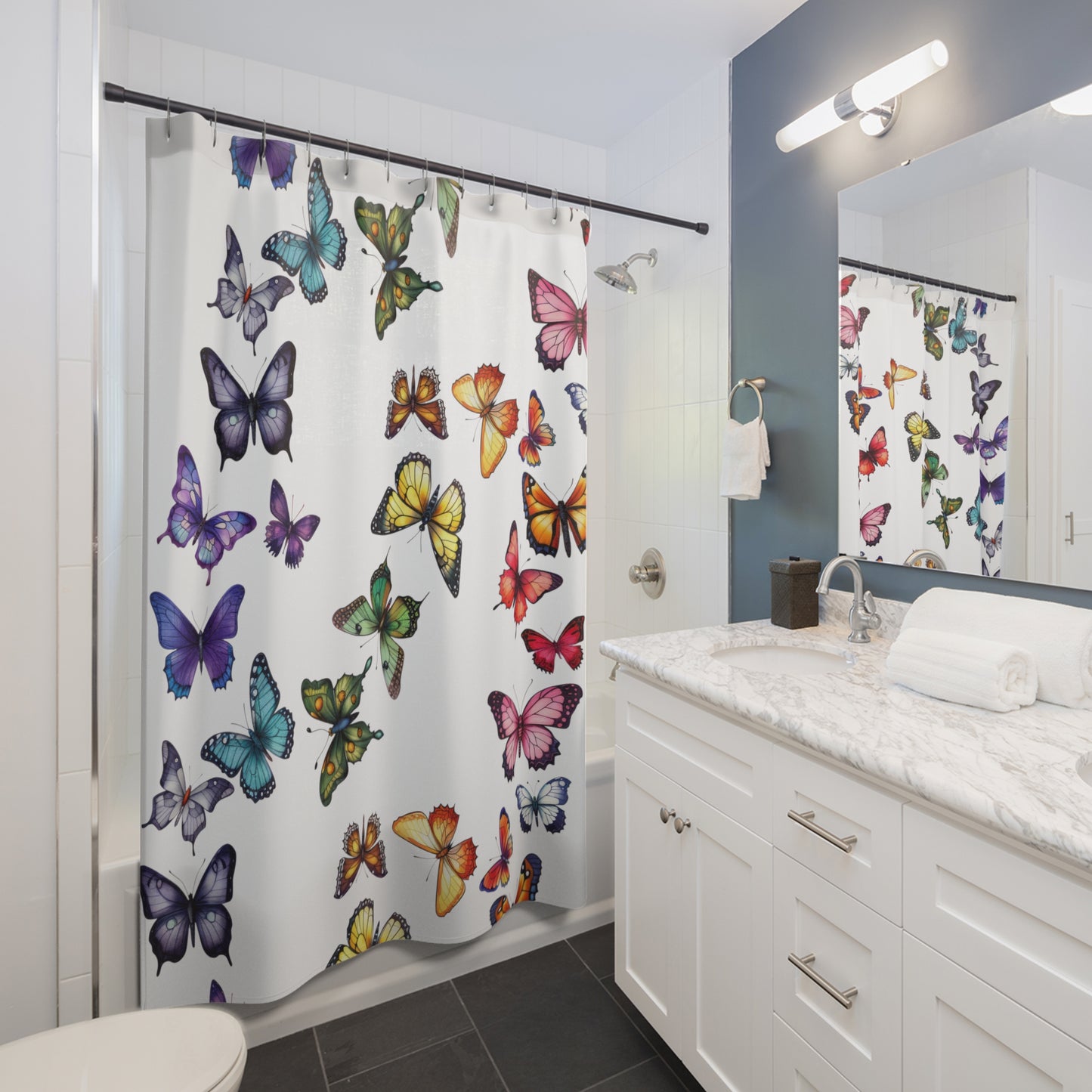 Rainbow Butterflies Shower Curtain