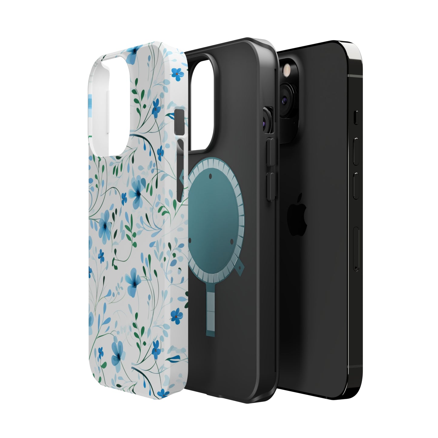 Dainty Sky Blue Wildflowers MagSafe Tough iPhone Case