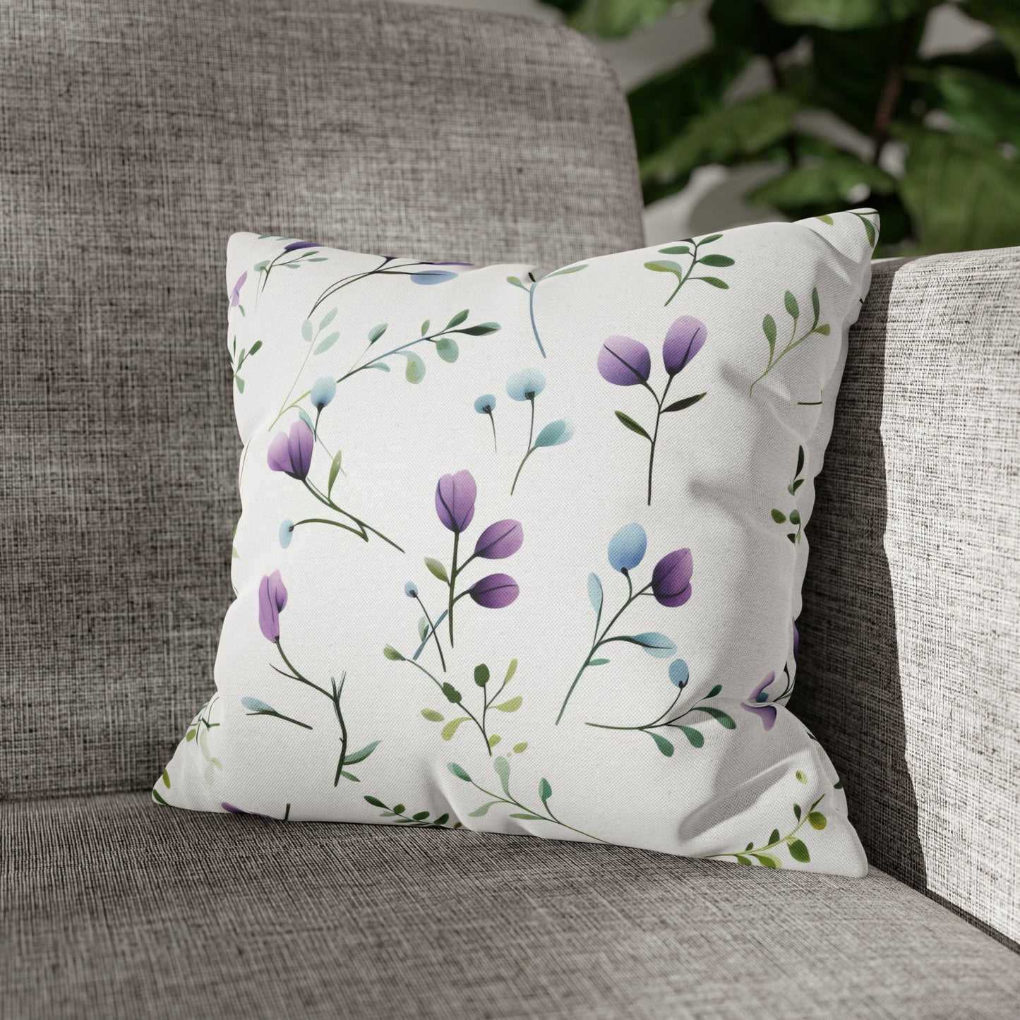 Dainty Purple Wildflowers Square Pillow Case