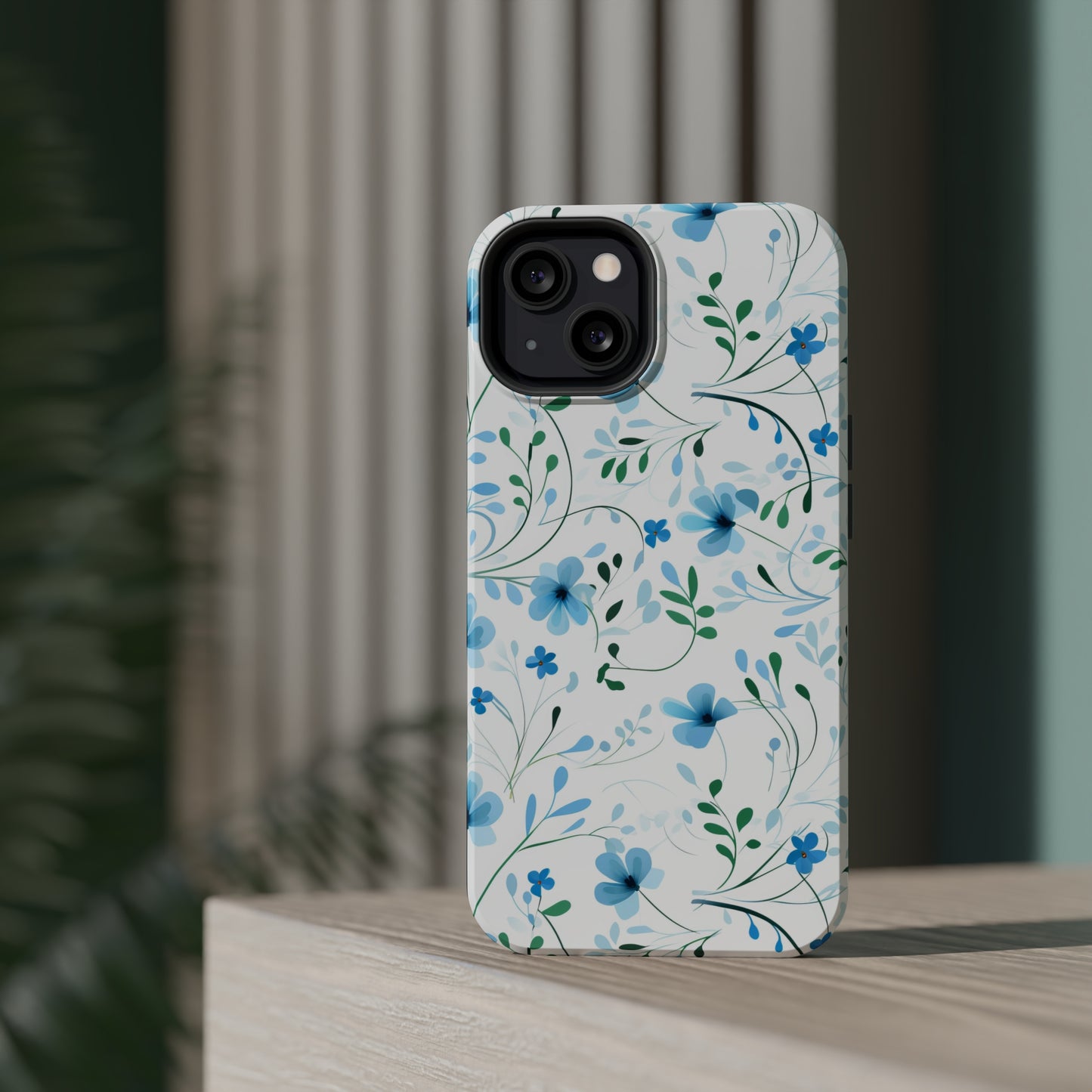 Dainty Sky Blue Wildflowers MagSafe Tough iPhone Case