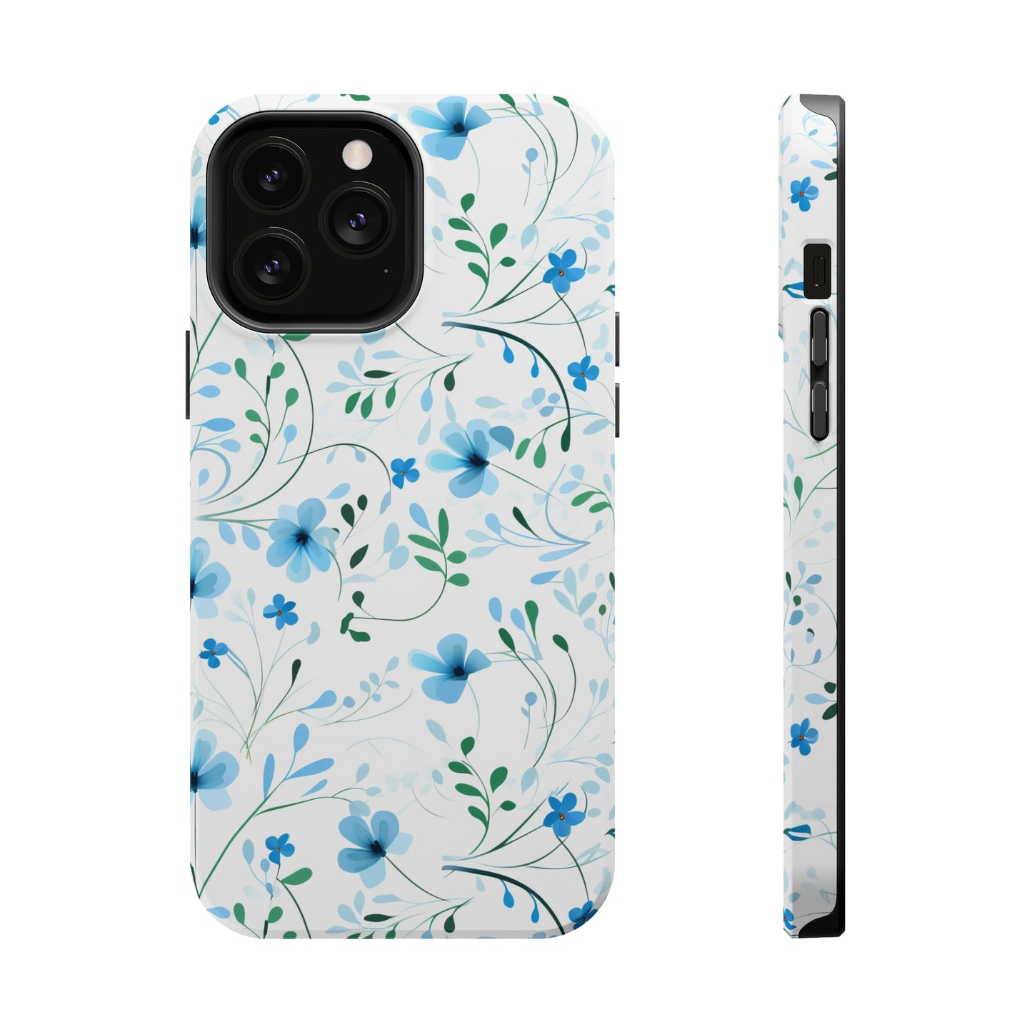 Dainty Sky Blue Wildflowers MagSafe Tough iPhone Case