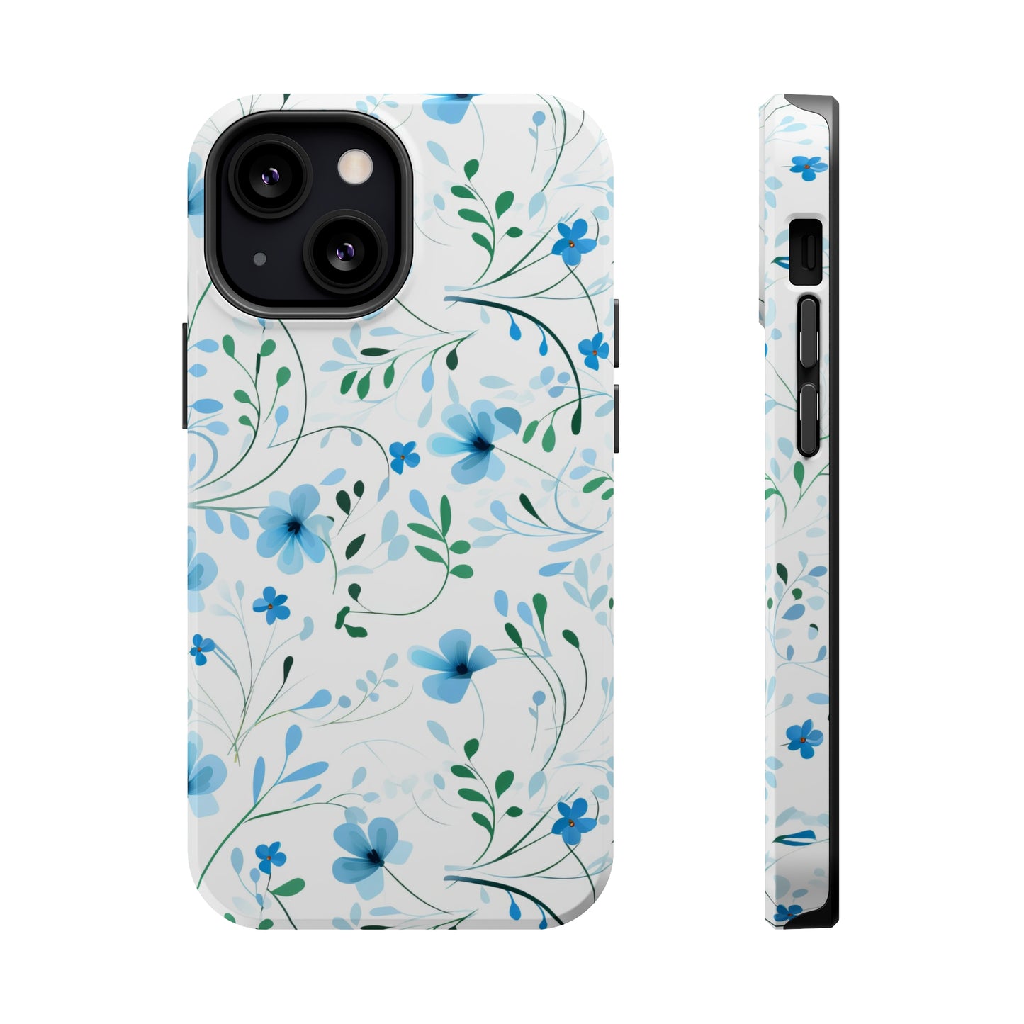 Dainty Sky Blue Wildflowers MagSafe Tough iPhone Case