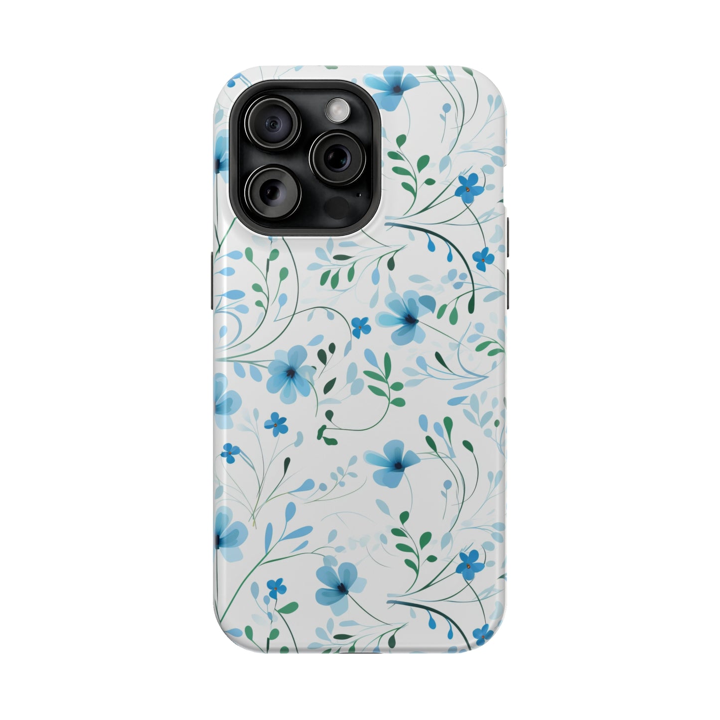 Dainty Sky Blue Wildflowers MagSafe Tough iPhone Case