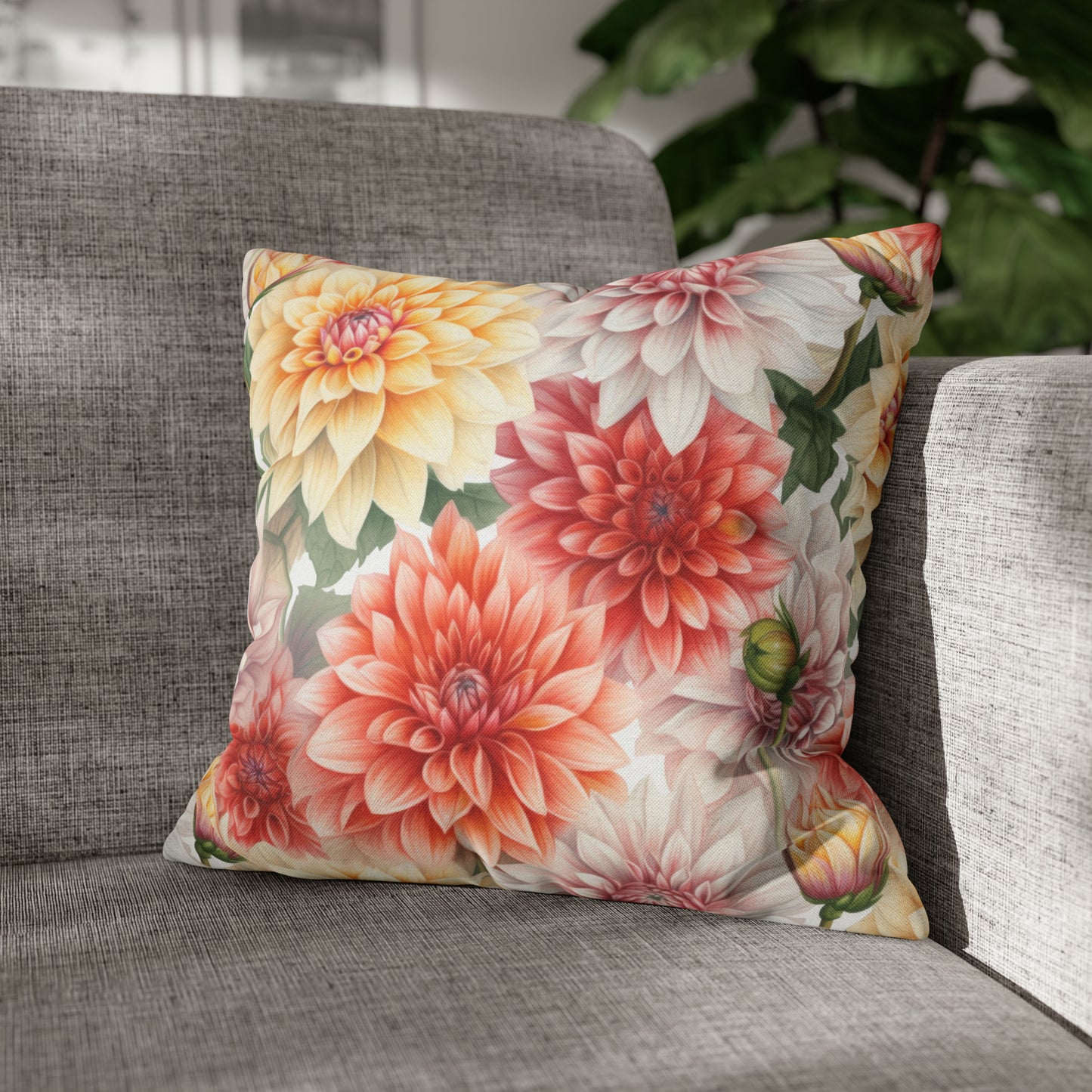 Dahlias Square Pillow Case