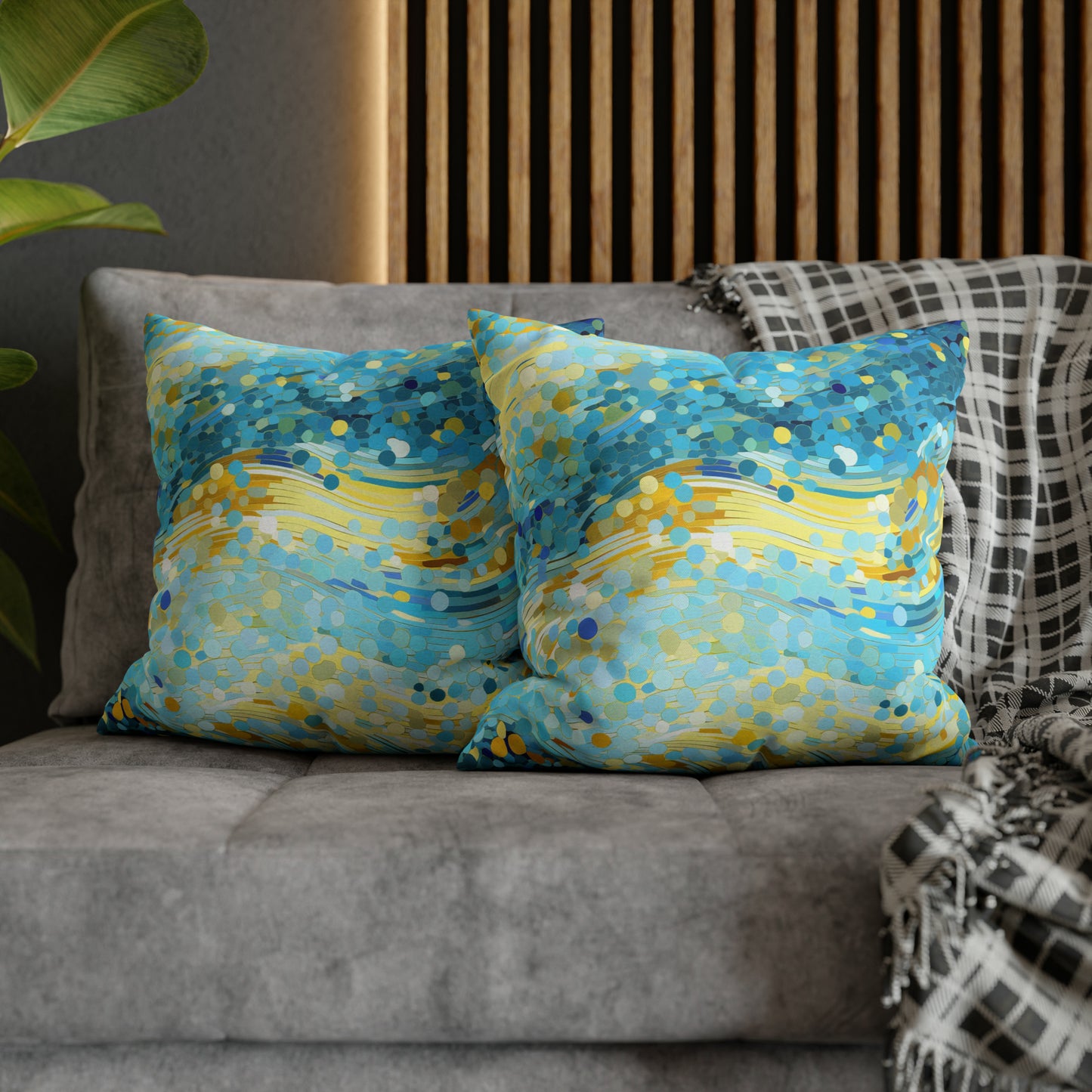 River of Gold Mosaic Square Pillow Case