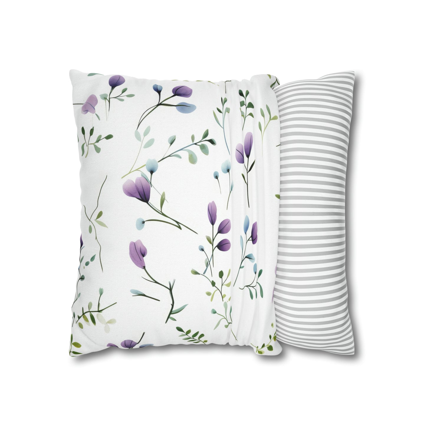 Dainty Purple Wildflowers Square Pillow Case