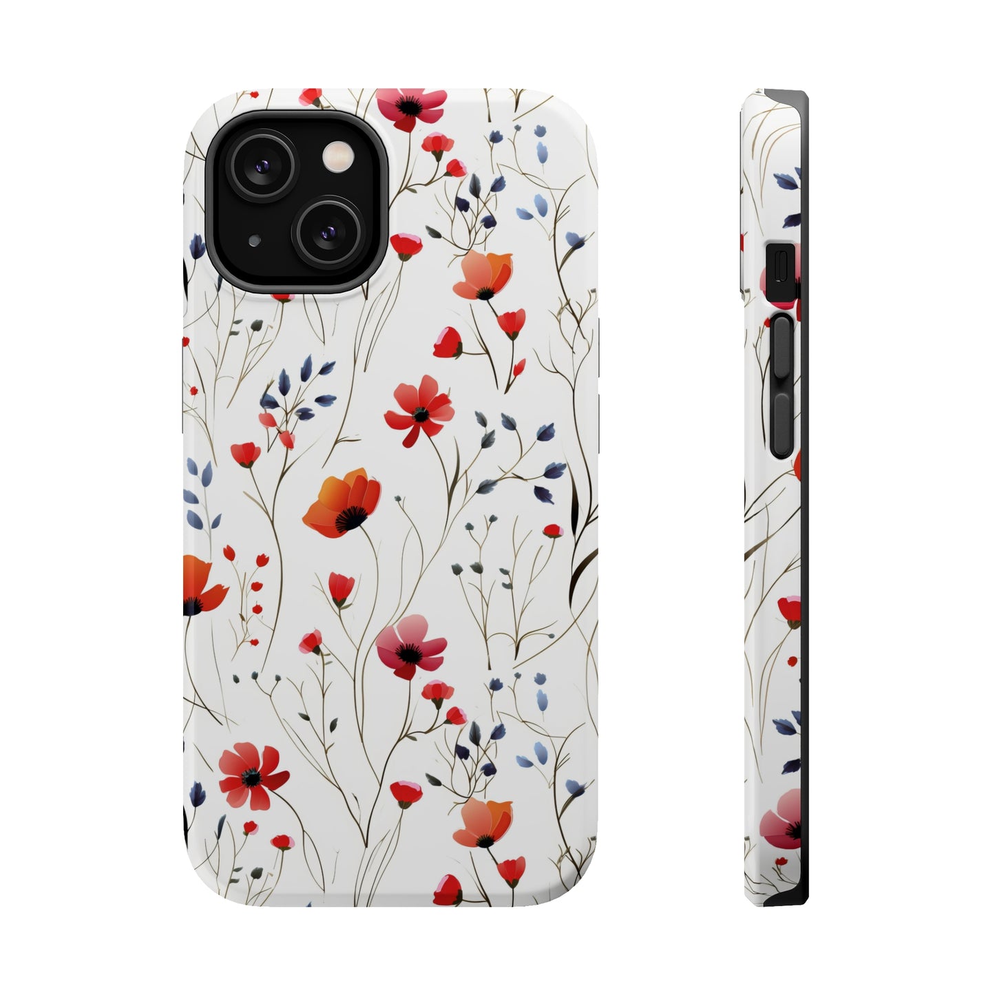 Dainty Coral Wildflowers MagSafe Tough iPhone Case