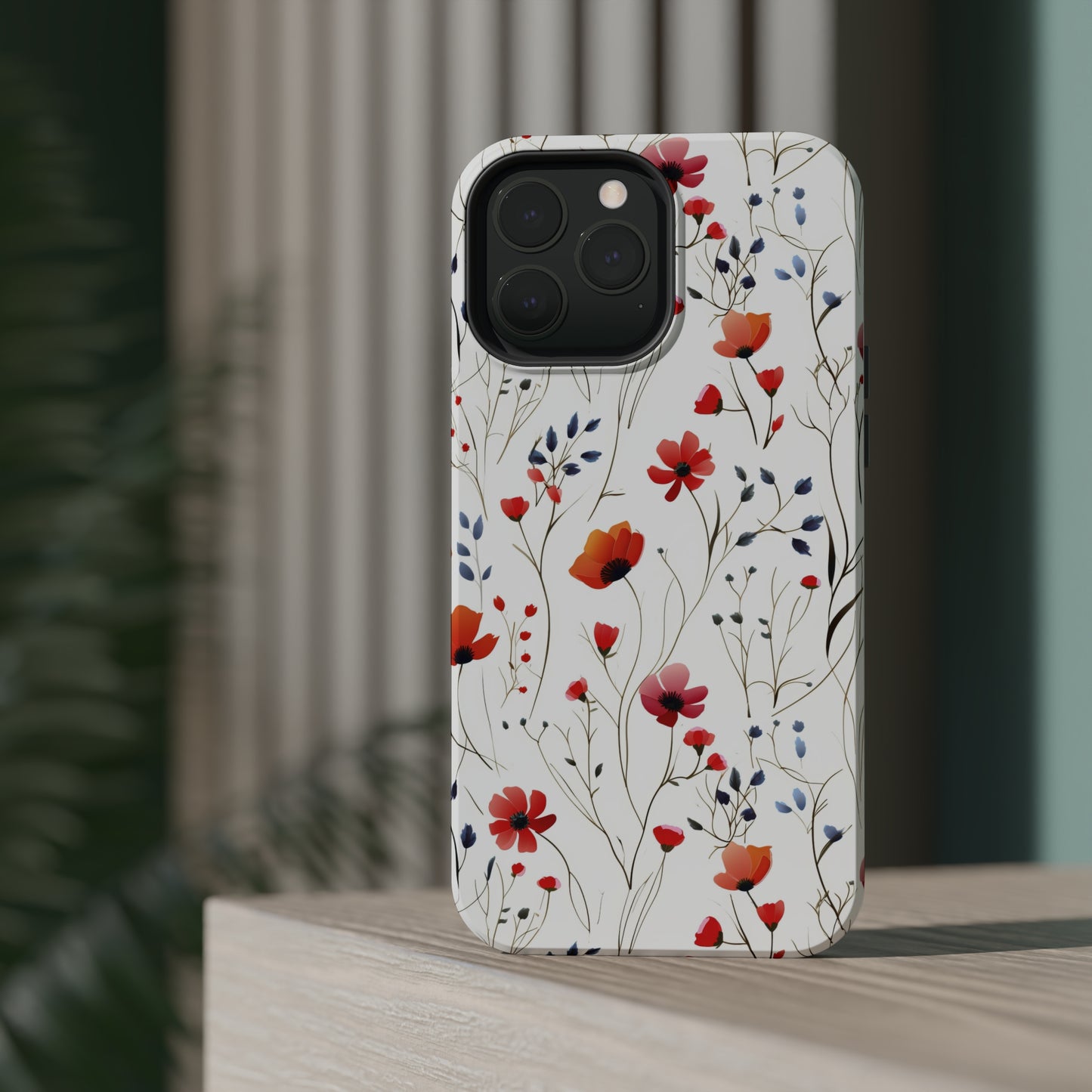 Dainty Coral Wildflowers MagSafe Tough iPhone Case