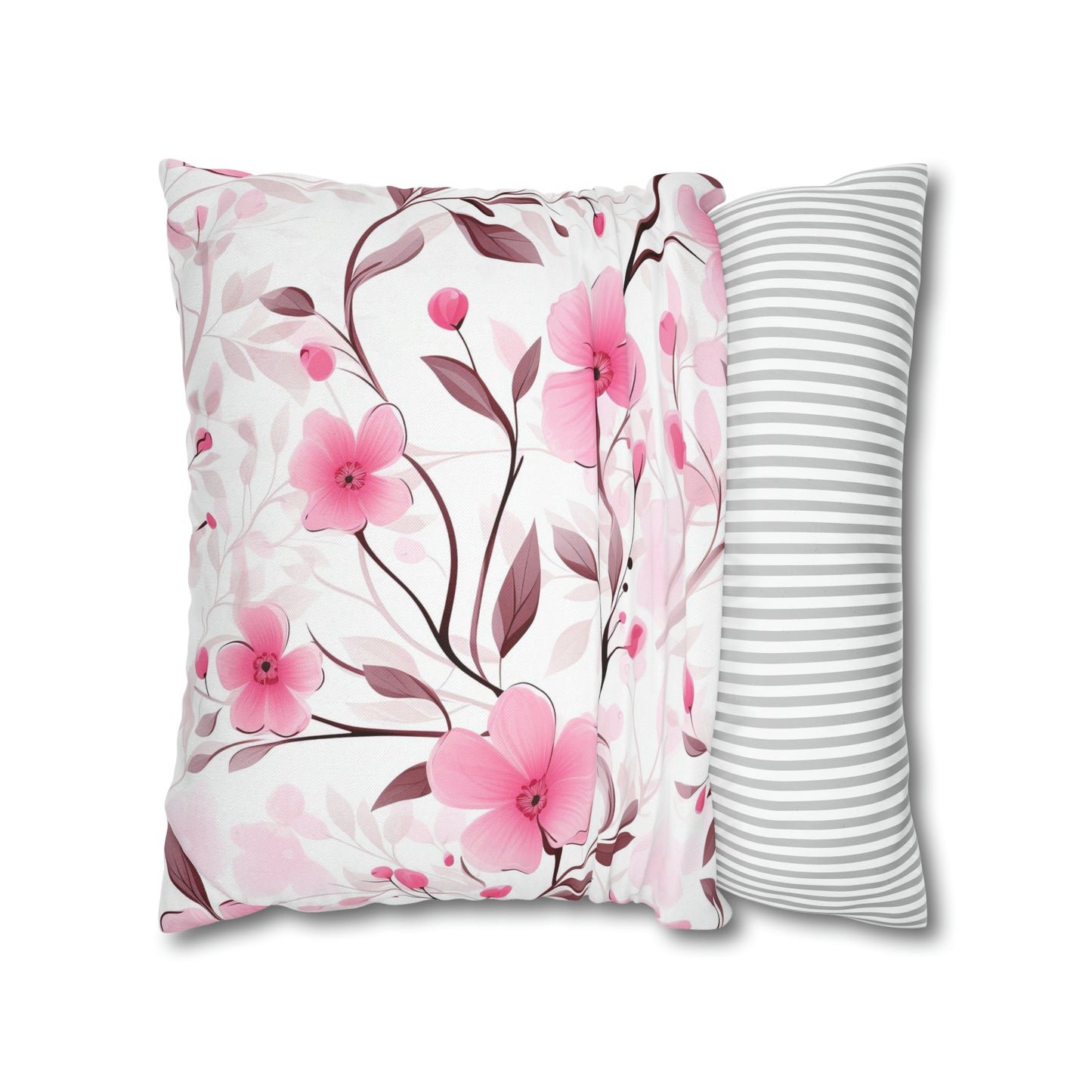 Pink Whimsy Wildflowers Square Pillow Case