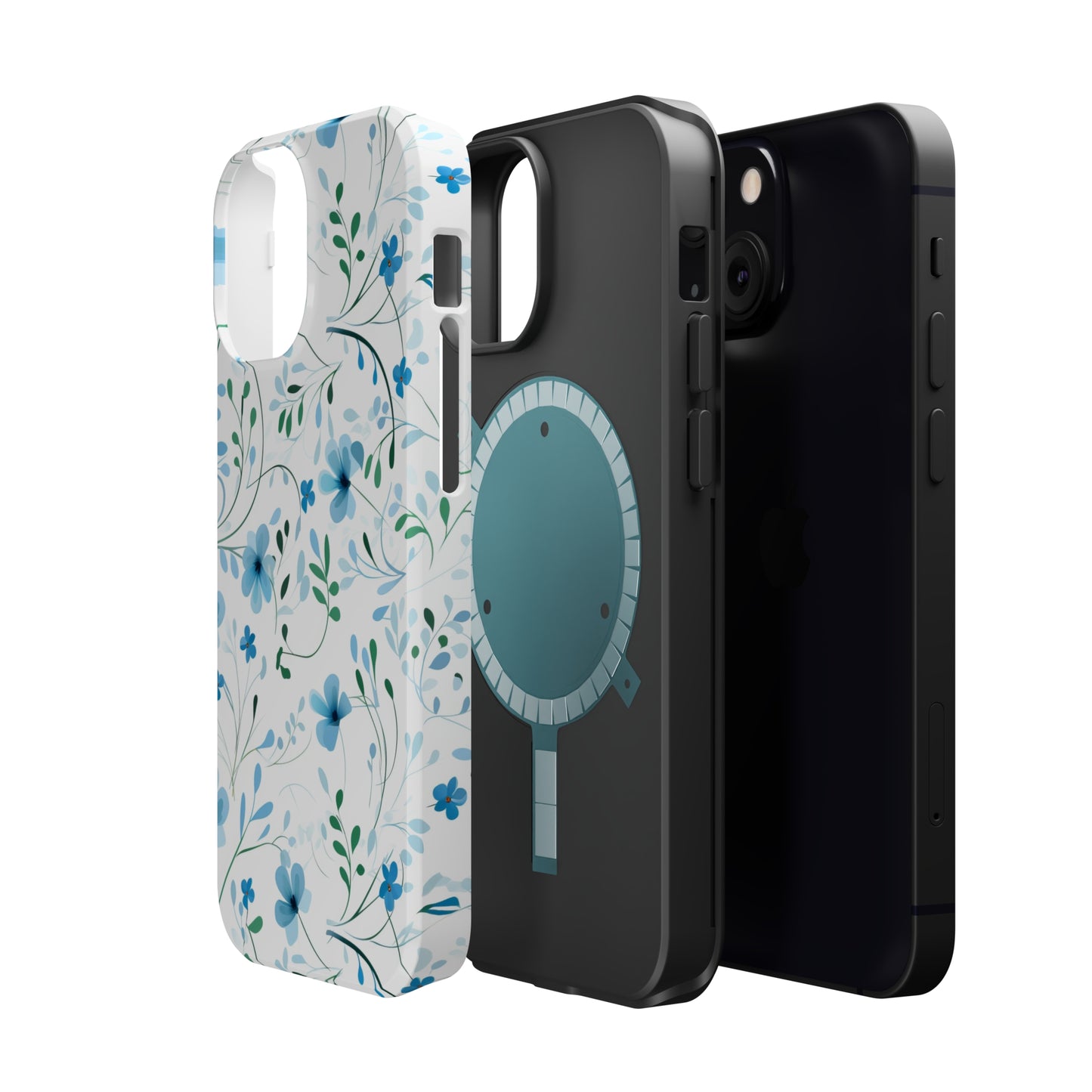 Dainty Sky Blue Wildflowers MagSafe Tough iPhone Case