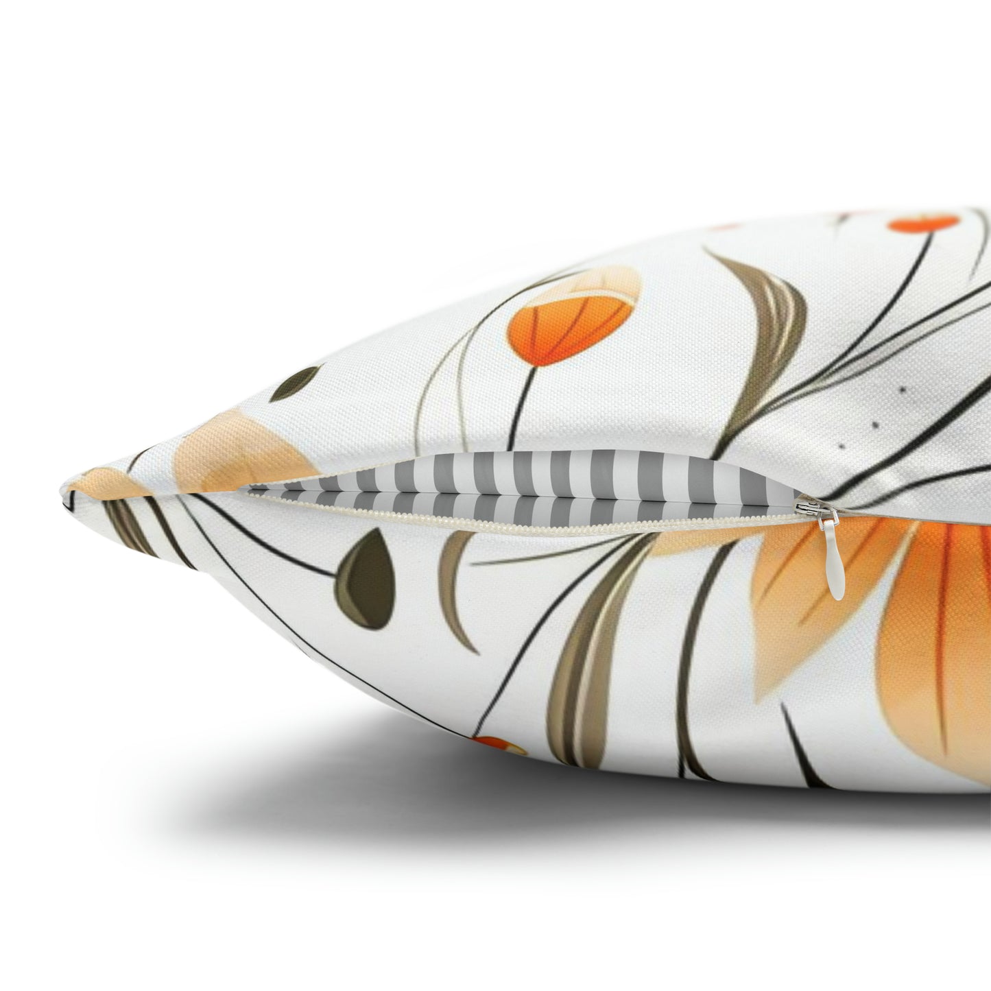 Orange Whimsy Wildflowers Square Pillow Case