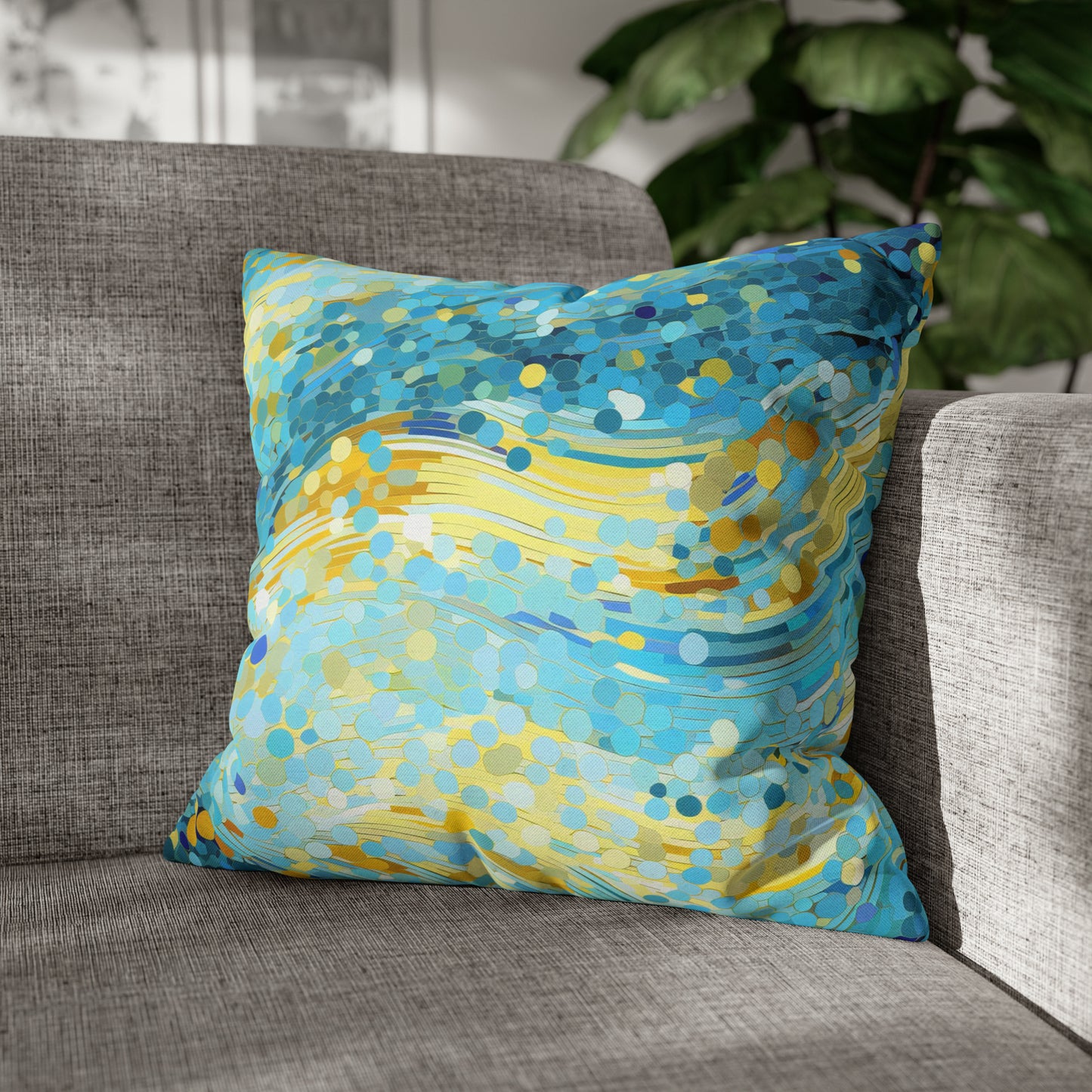 River of Gold Mosaic Square Pillow Case