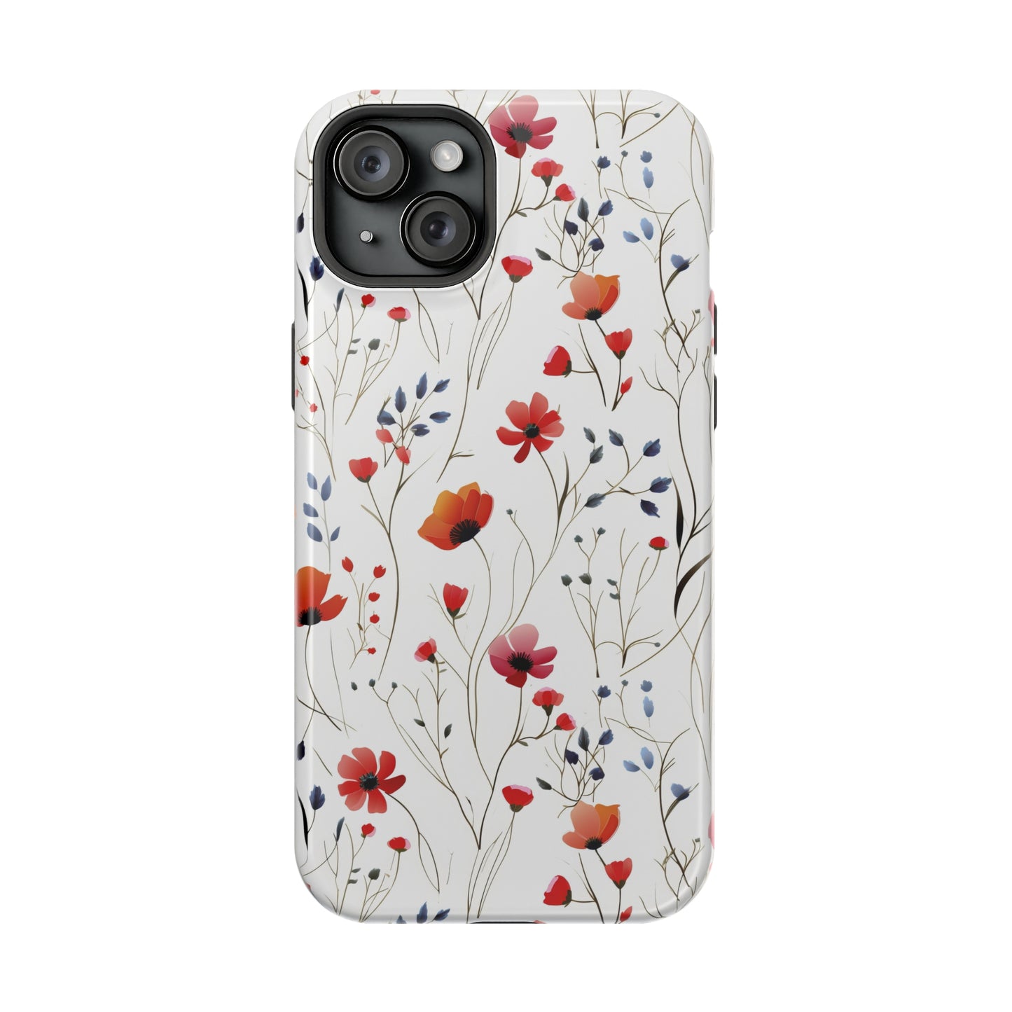 Dainty Coral Wildflowers MagSafe Tough iPhone Case