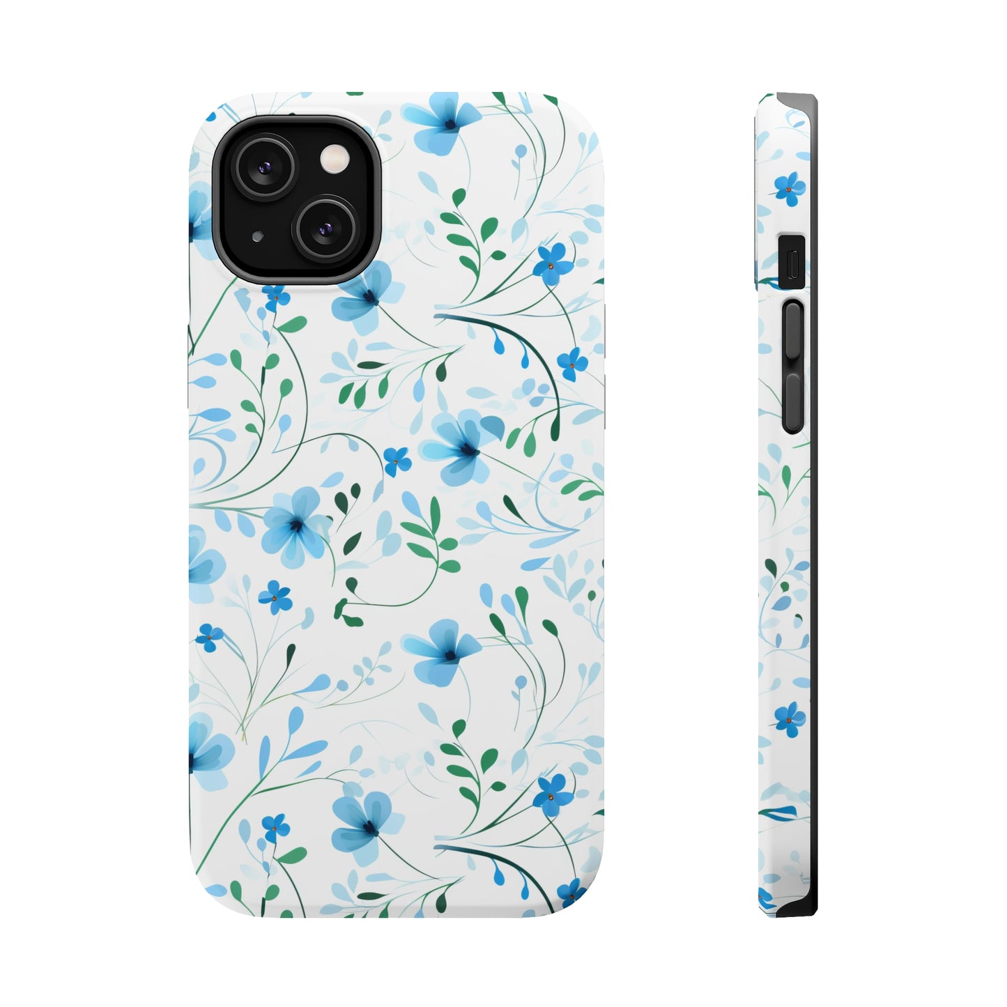 Dainty Sky Blue Wildflowers MagSafe Tough iPhone Case