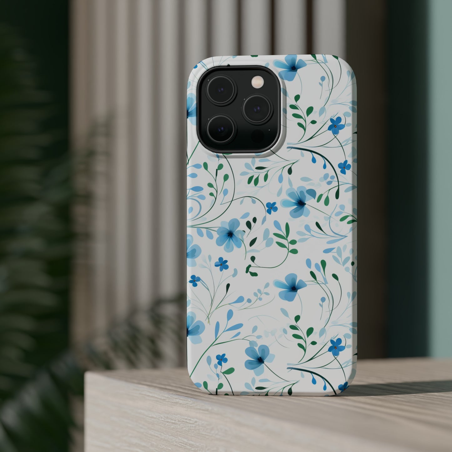 Dainty Sky Blue Wildflowers MagSafe Tough iPhone Case