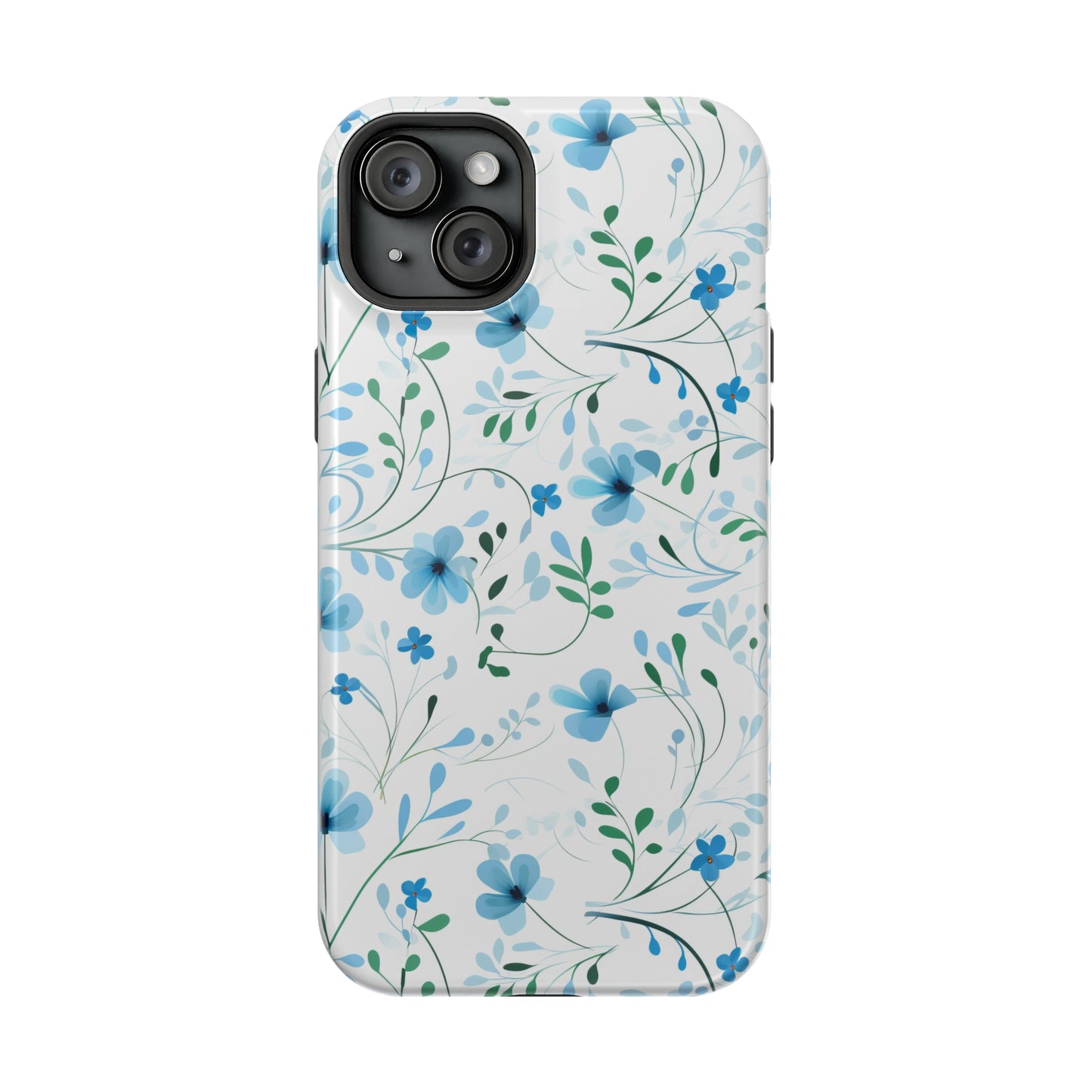 Dainty Sky Blue Wildflowers MagSafe Tough iPhone Case