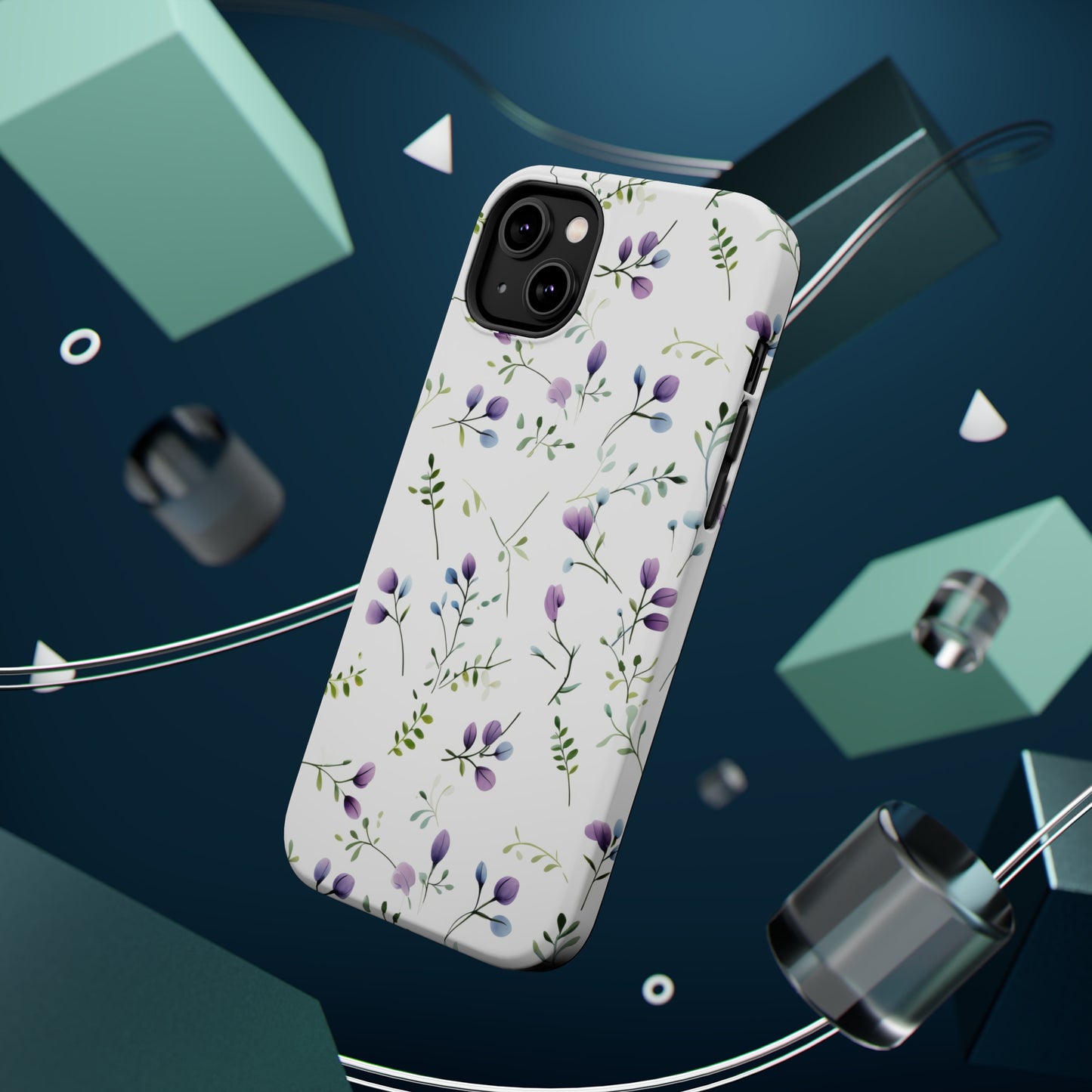 Dainty Purple Wildflowers MagSafe Tough iPhone Case