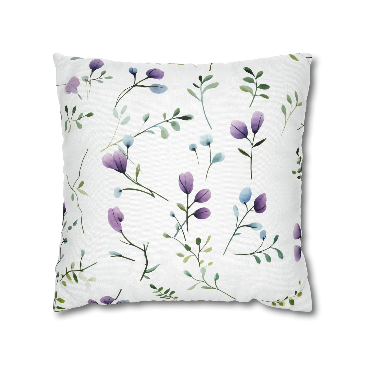 Dainty Purple Wildflowers Square Pillow Case