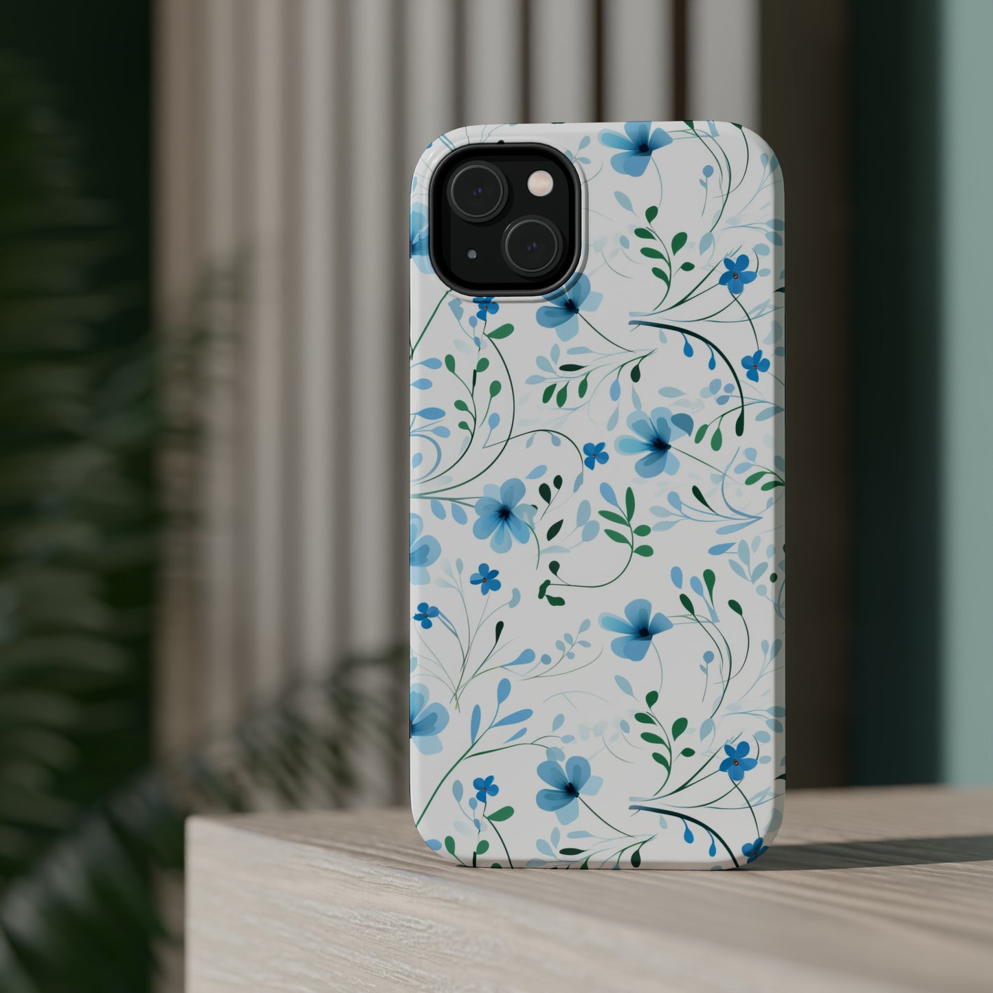 Dainty Sky Blue Wildflowers MagSafe Tough iPhone Case