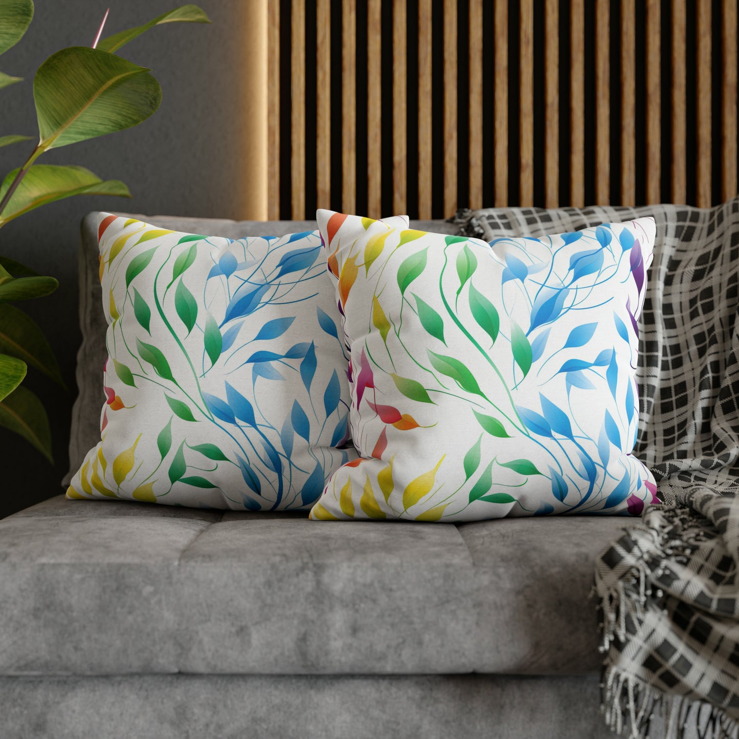 Rainbow Vines Square Pillow Case