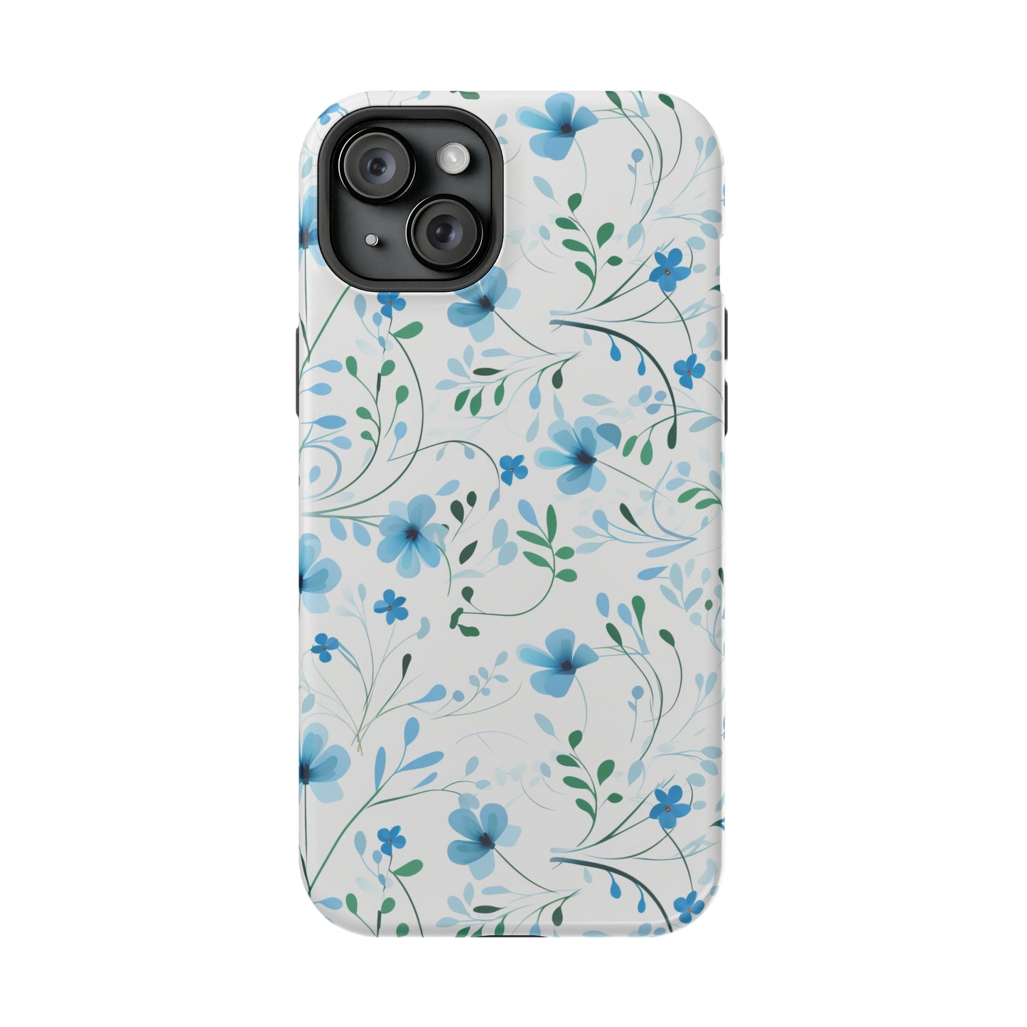 Dainty Sky Blue Wildflowers MagSafe Tough iPhone Case