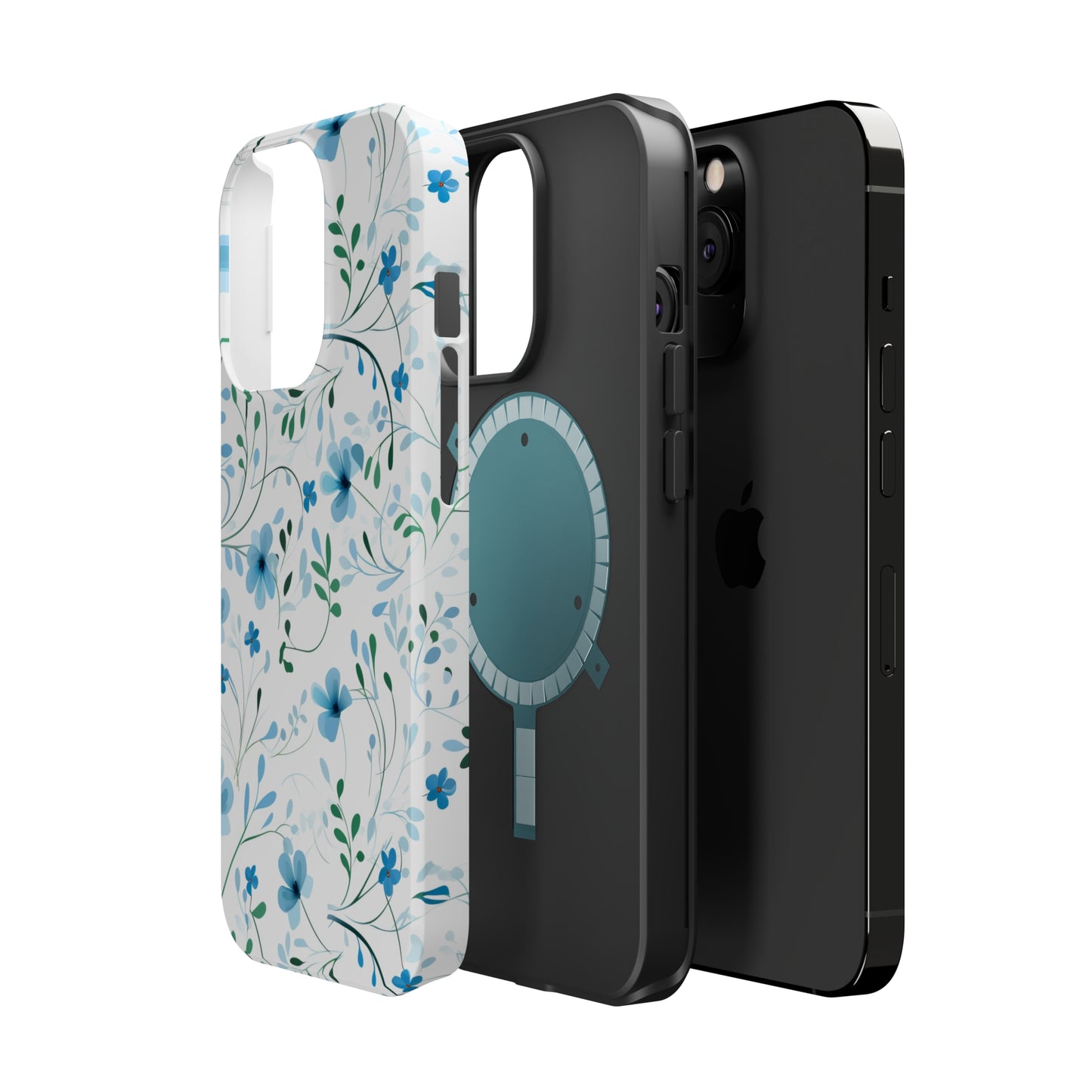 Dainty Sky Blue Wildflowers MagSafe Tough iPhone Case